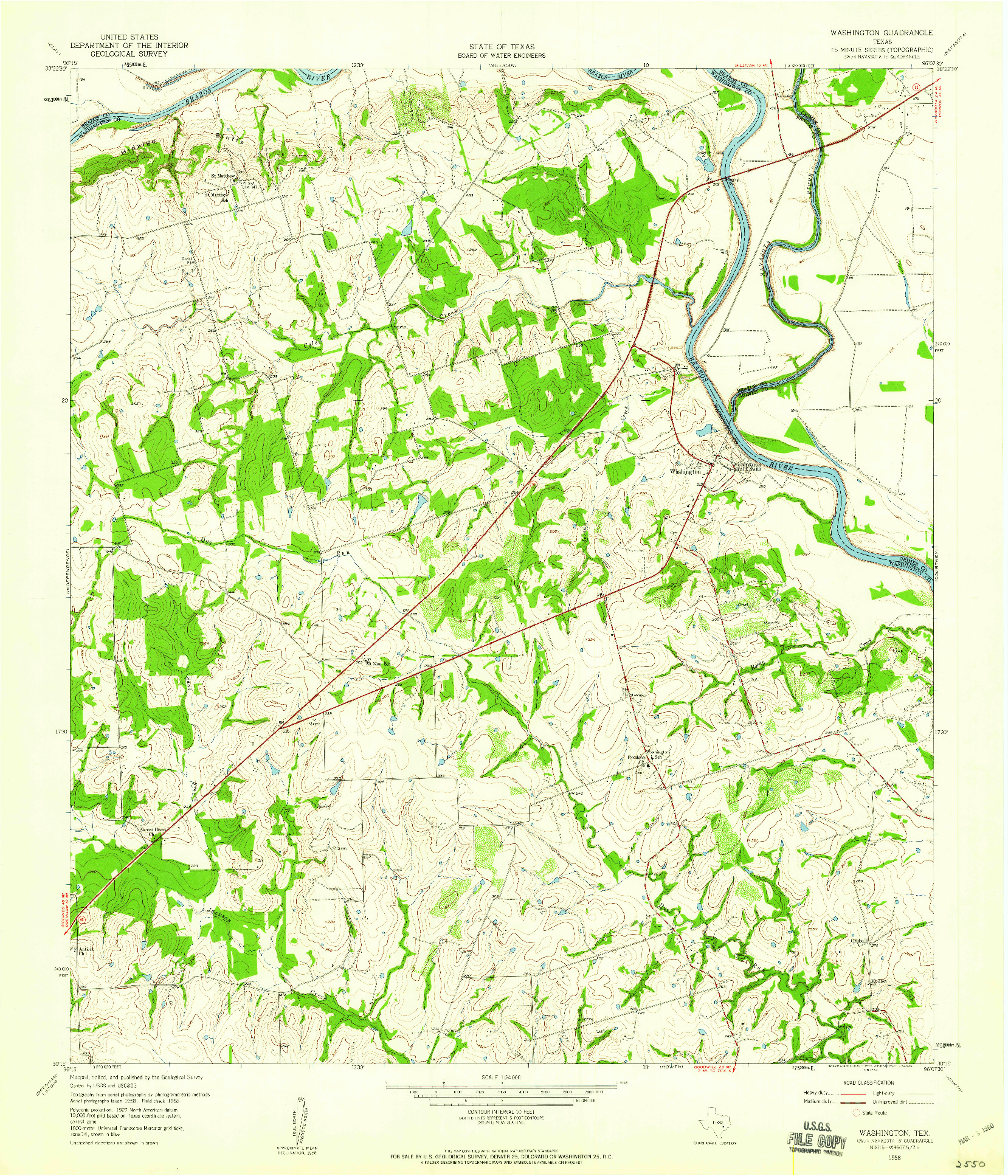 USGS 1:24000-SCALE QUADRANGLE FOR WASHINGTON, TX 1958