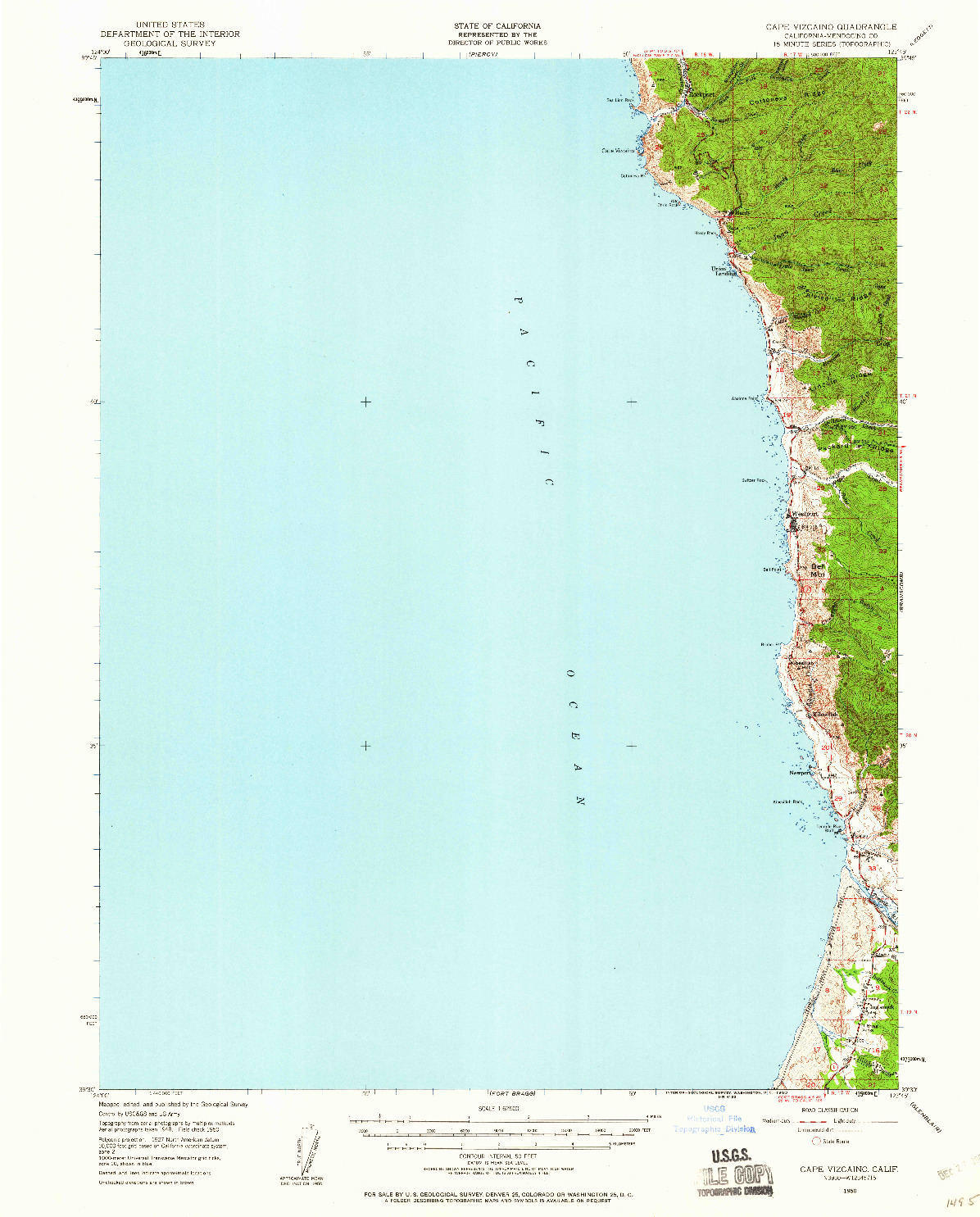 USGS 1:62500-SCALE QUADRANGLE FOR CAPE VIZCAINO, CA 1950