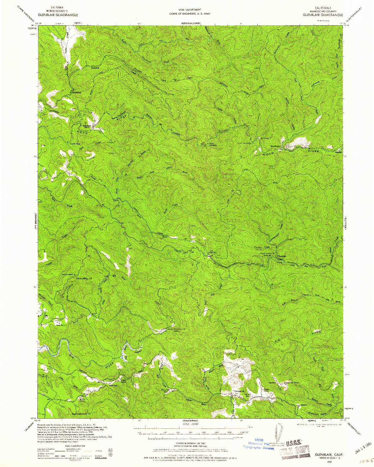 USGS 1:62500-SCALE QUADRANGLE FOR GLENBLAIR, CA 1943