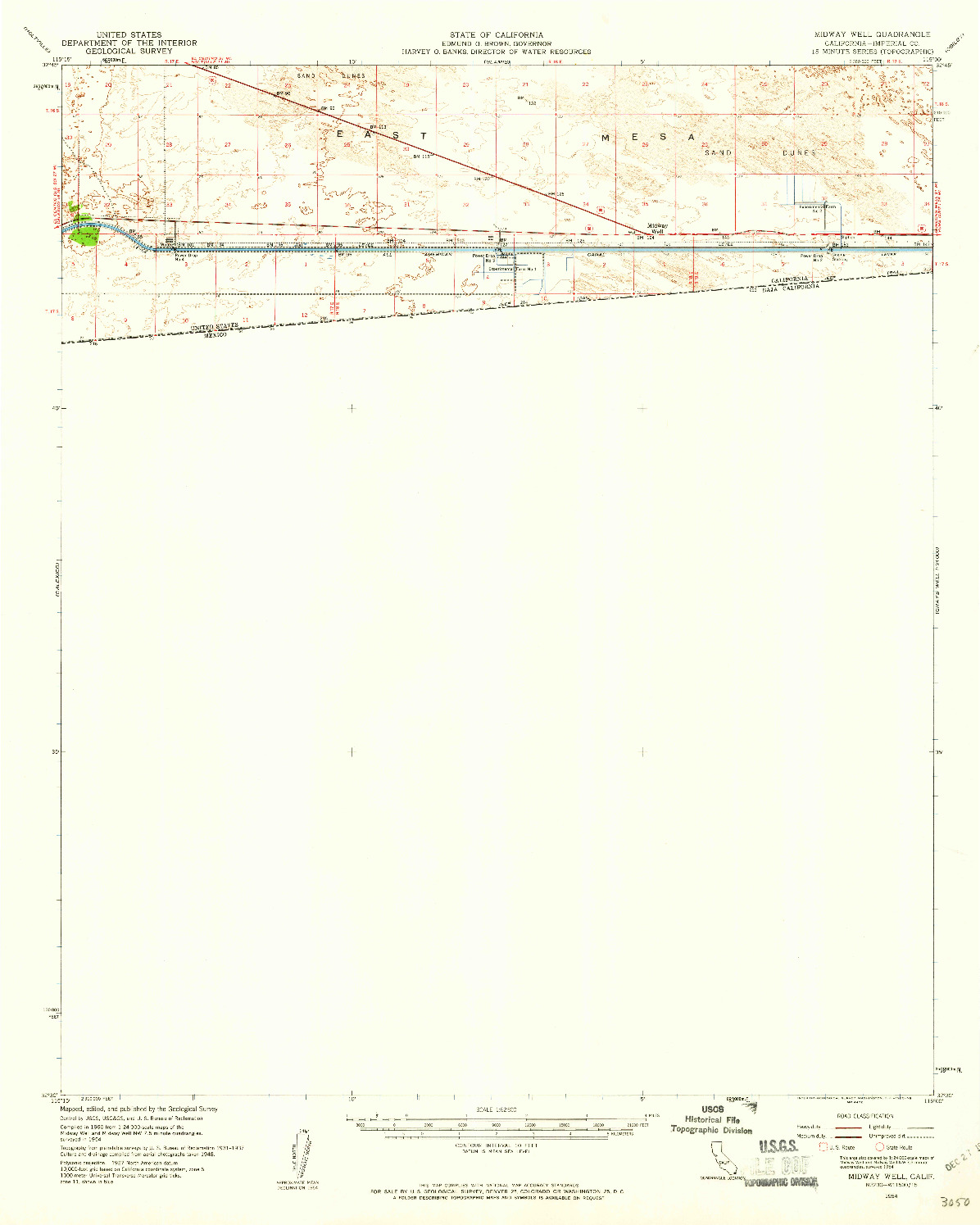USGS 1:62500-SCALE QUADRANGLE FOR MIDWAY WELL, CA 1954
