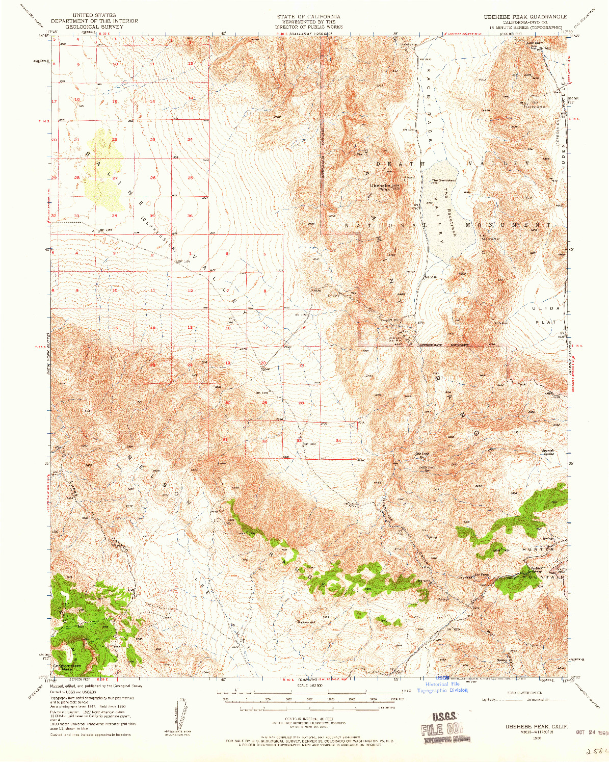 USGS 1:62500-SCALE QUADRANGLE FOR UBEHEBE PEAK, CA 1950