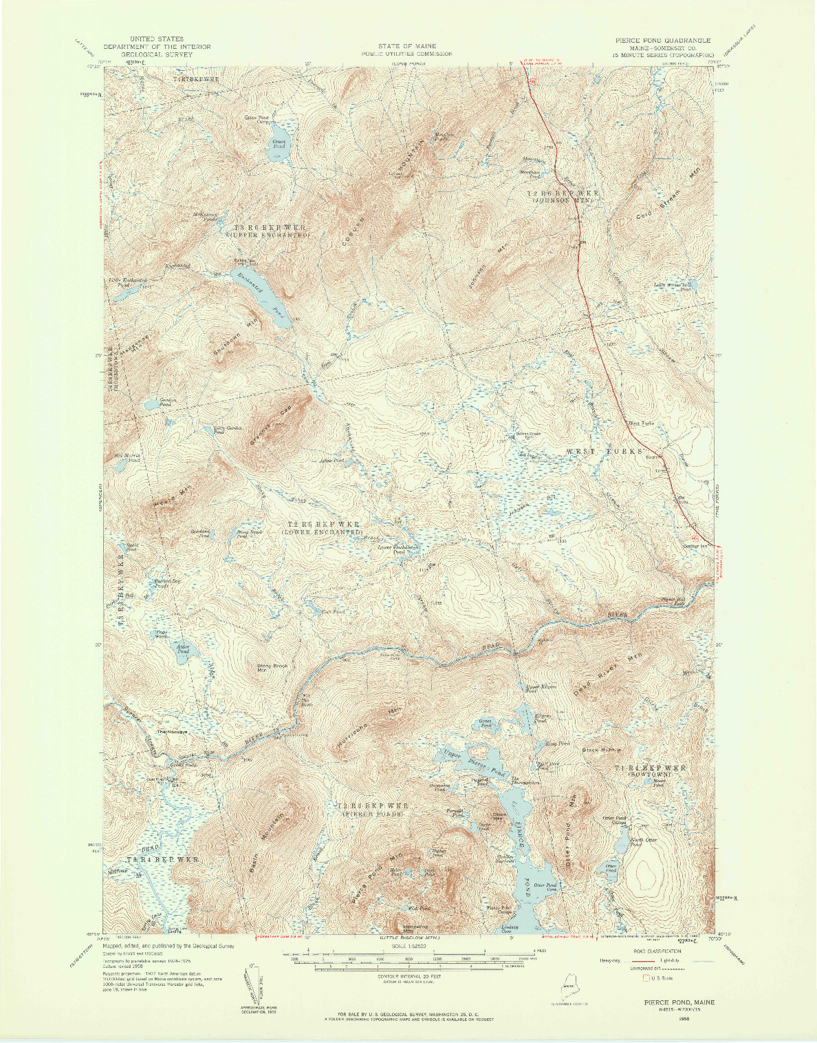 USGS 1:62500-SCALE QUADRANGLE FOR PIERCE POND, ME 1958