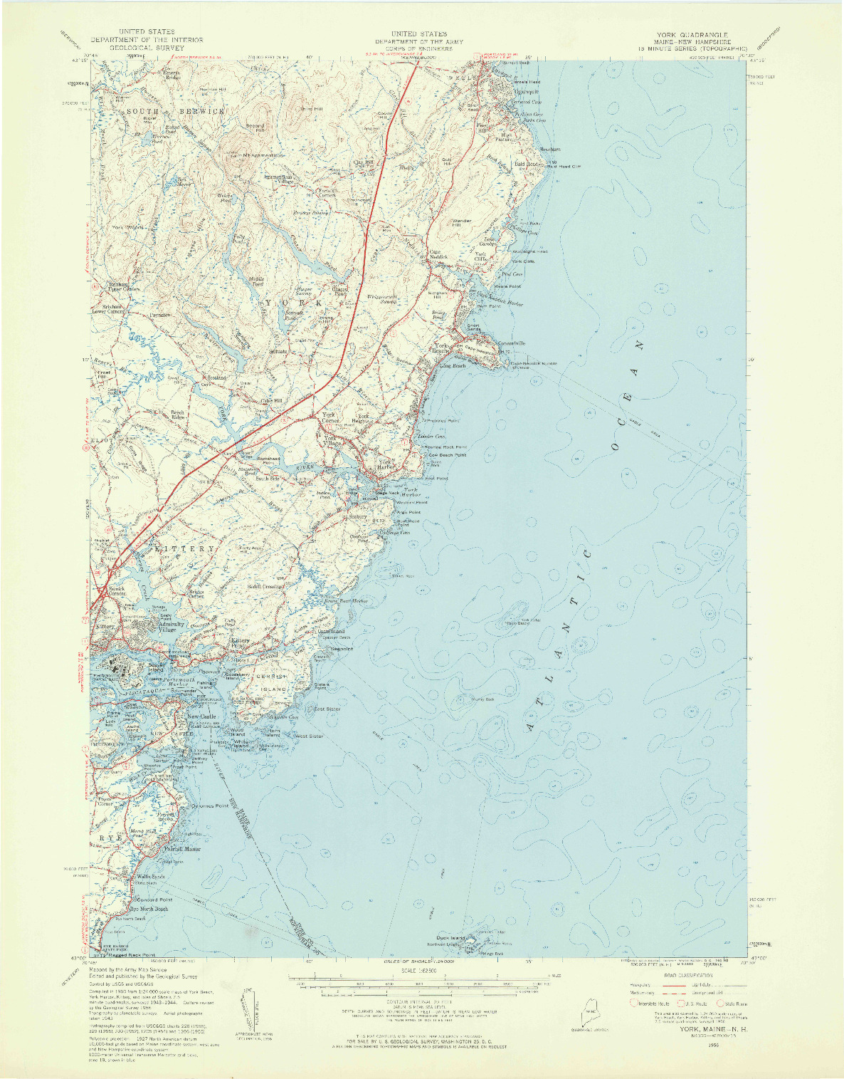 USGS 1:62500-SCALE QUADRANGLE FOR YORK, ME 1956