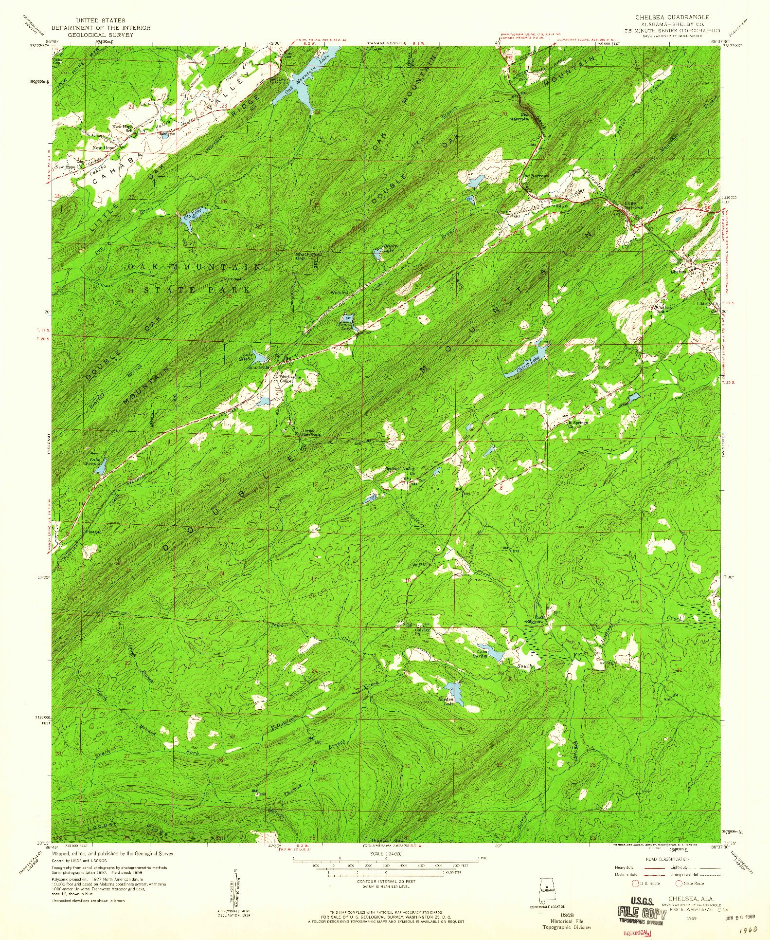 USGS 1:24000-SCALE QUADRANGLE FOR CHELSEA, AL 1959
