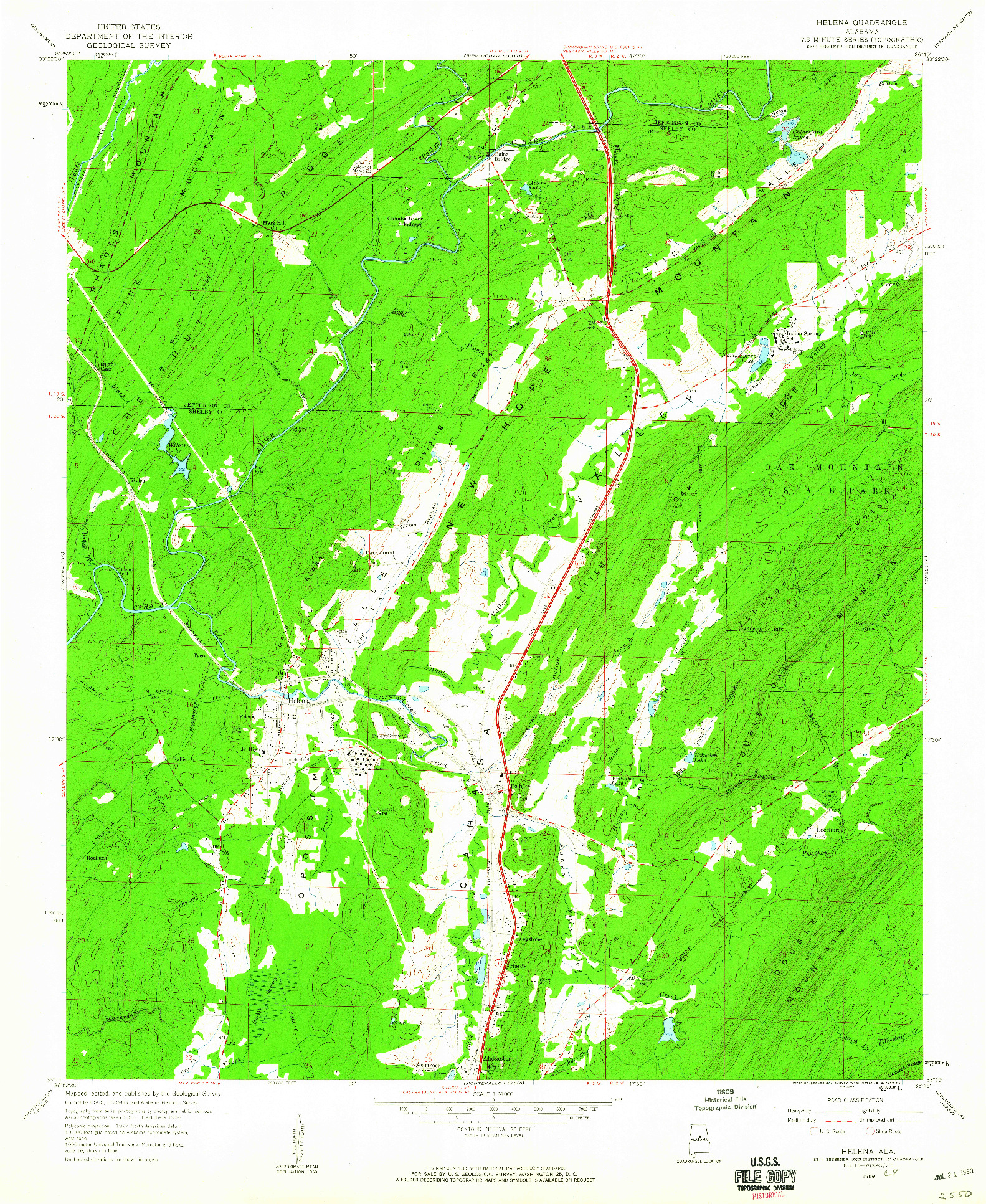 USGS 1:24000-SCALE QUADRANGLE FOR HELENA, AL 1959