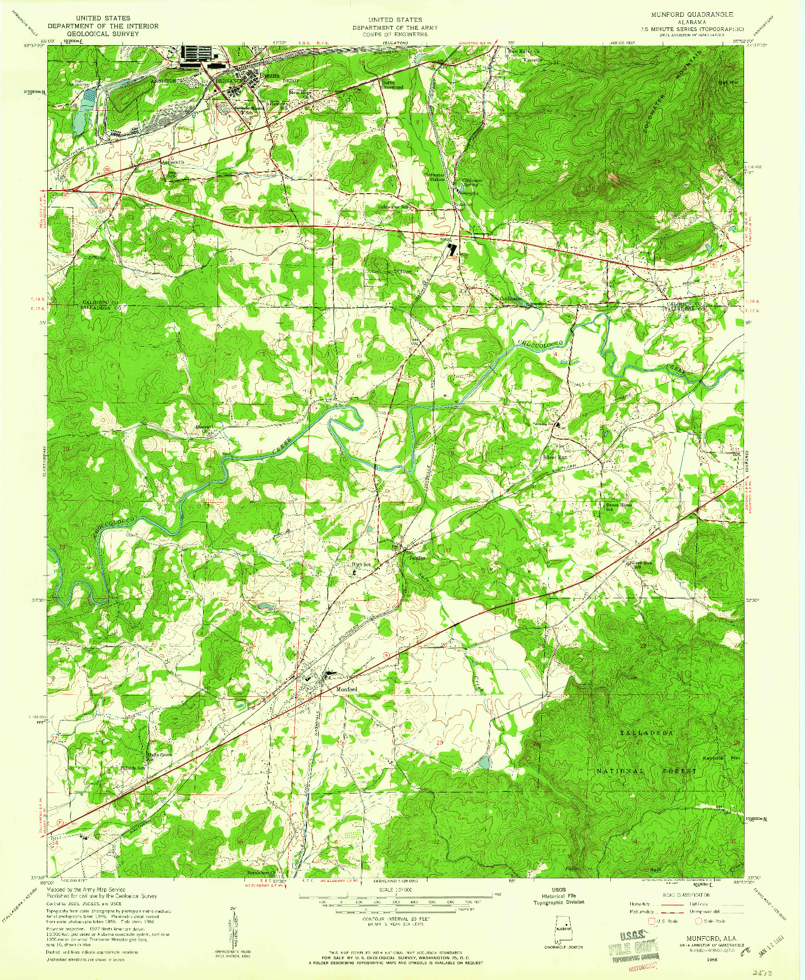 USGS 1:24000-SCALE QUADRANGLE FOR MUNFORD, AL 1956