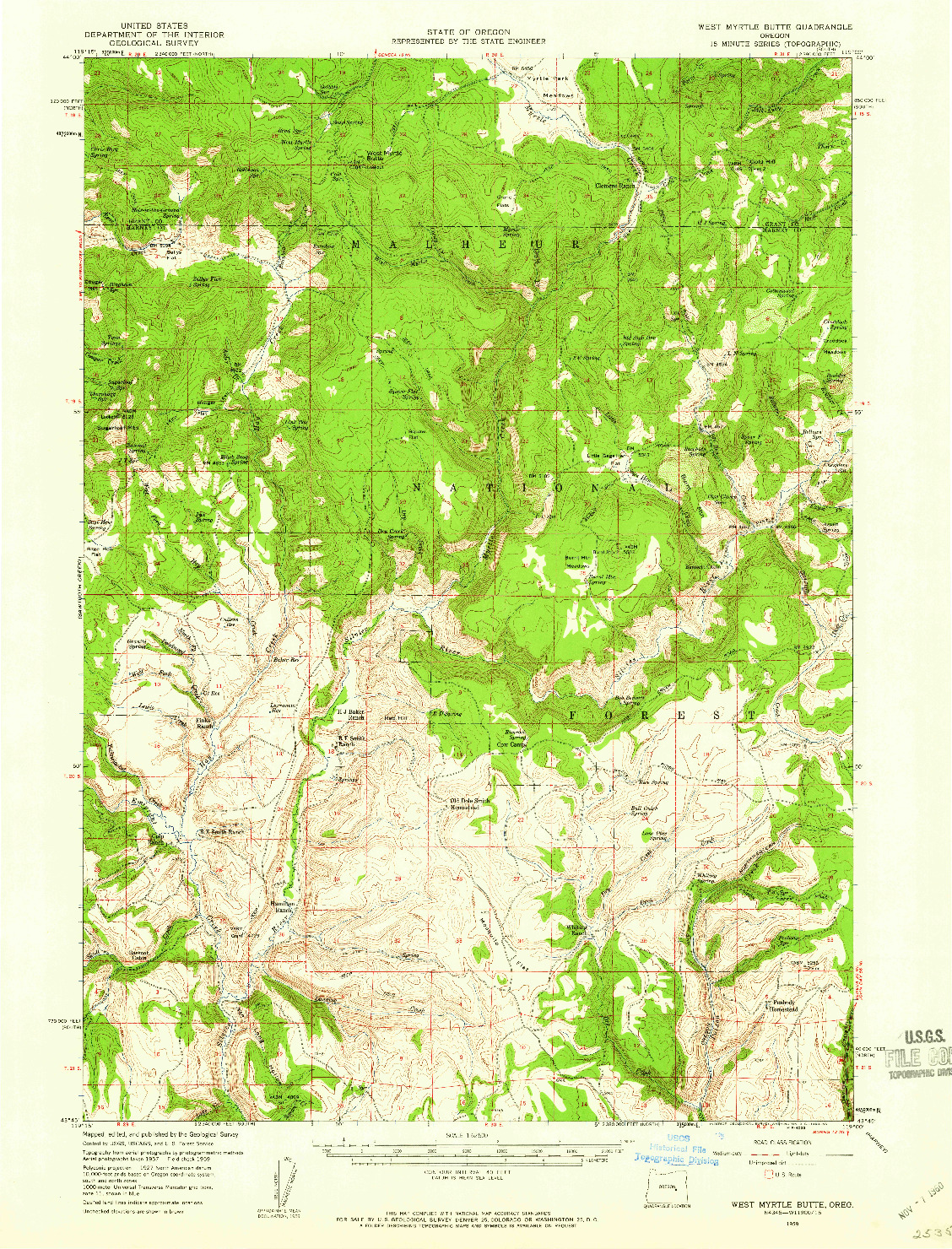 USGS 1:62500-SCALE QUADRANGLE FOR WEST MYRTLE BUTTE, OR 1959