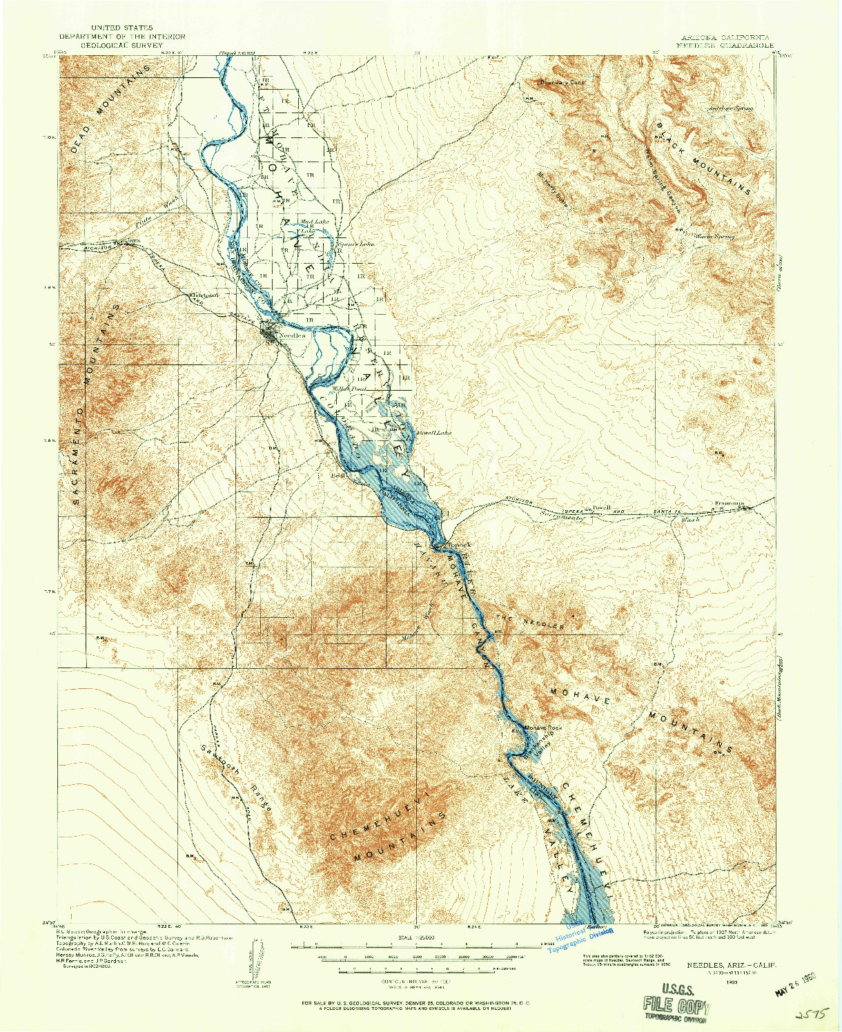 USGS 1:125000-SCALE QUADRANGLE FOR NEEDLES, AZ 1903
