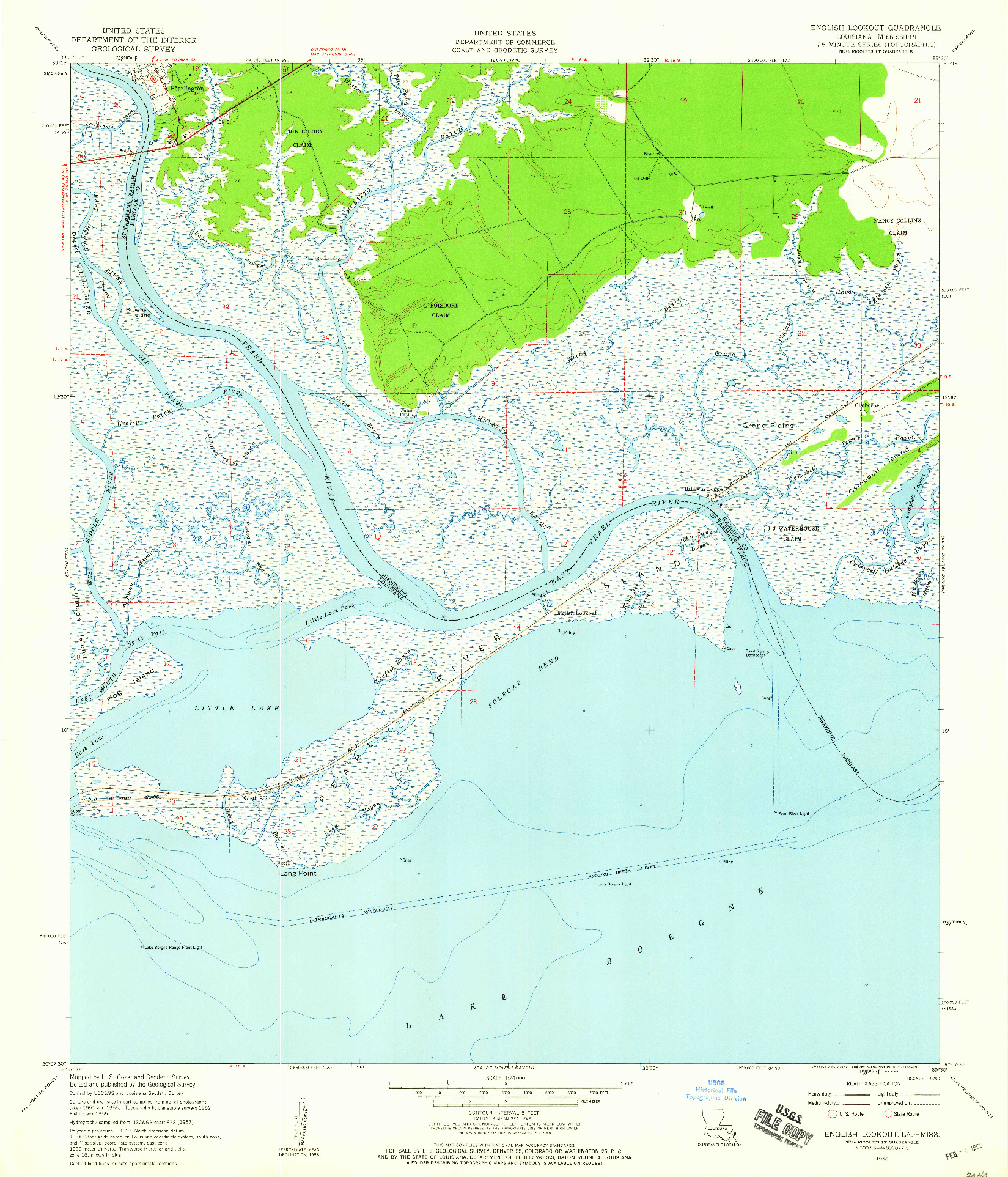 USGS 1:24000-SCALE QUADRANGLE FOR ENGLISH LOOKOUT, LA 1956
