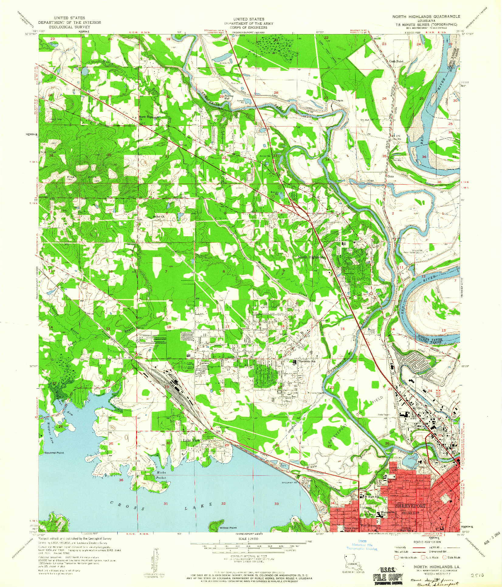 USGS 1:24000-SCALE QUADRANGLE FOR NORTH HIGHLANDS, LA 1960