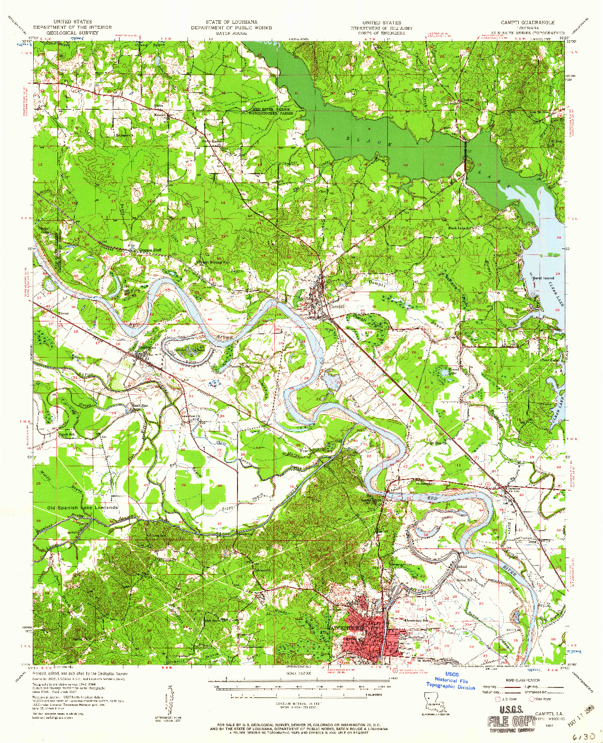 USGS 1:62500-SCALE QUADRANGLE FOR CAMPTI, LA 1957