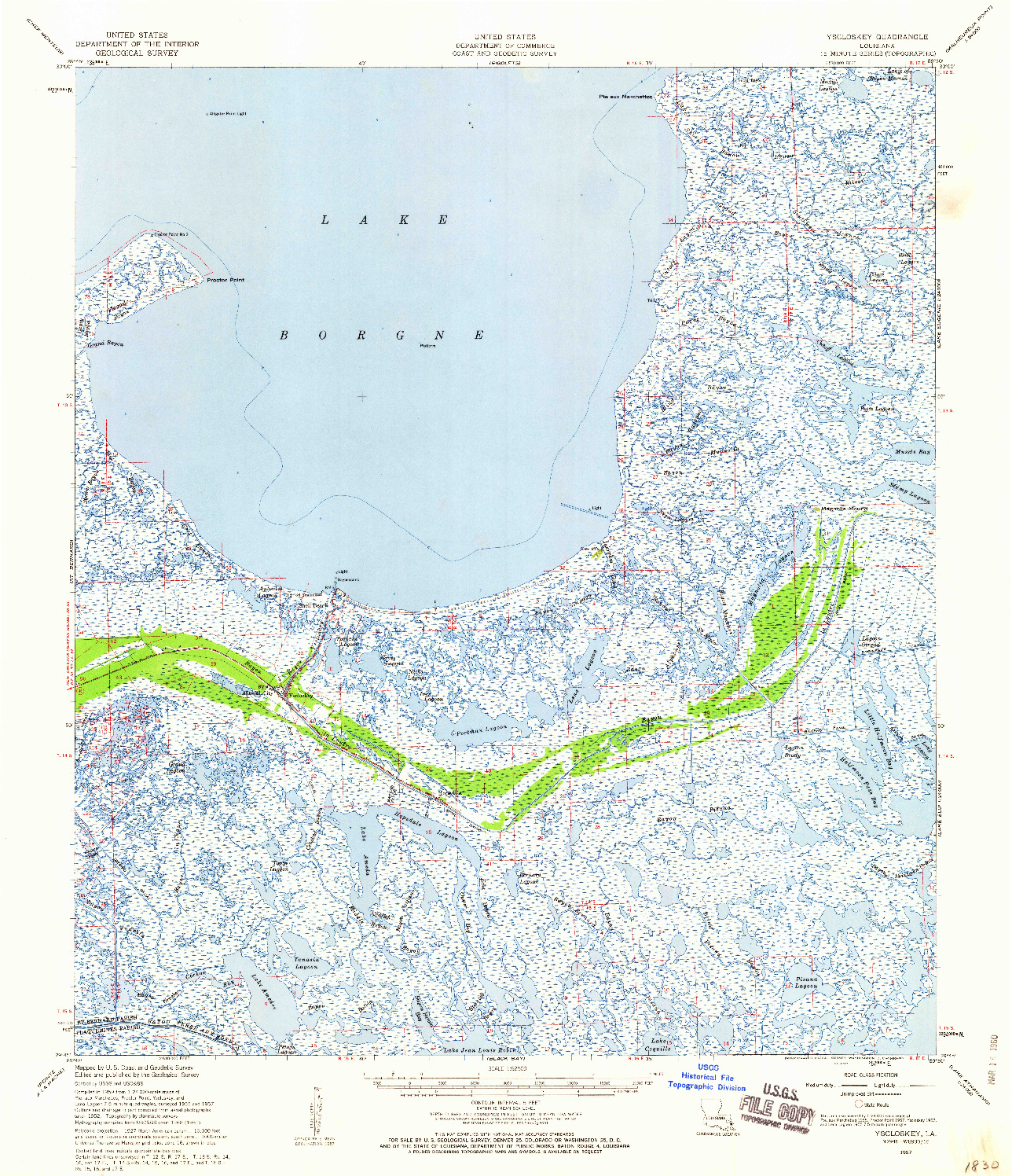 USGS 1:62500-SCALE QUADRANGLE FOR YSCLOSKEY, LA 1957