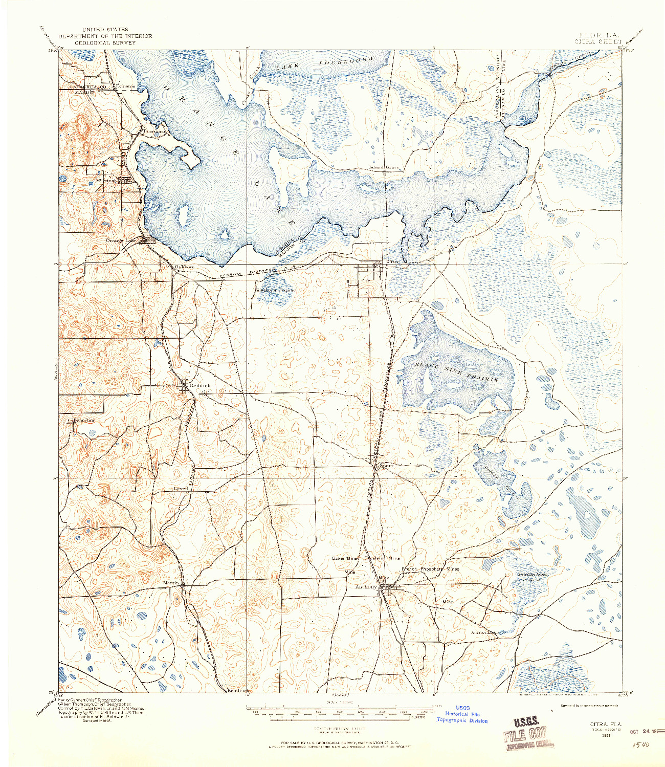 USGS 1:62500-SCALE QUADRANGLE FOR CITRA, FL 1893