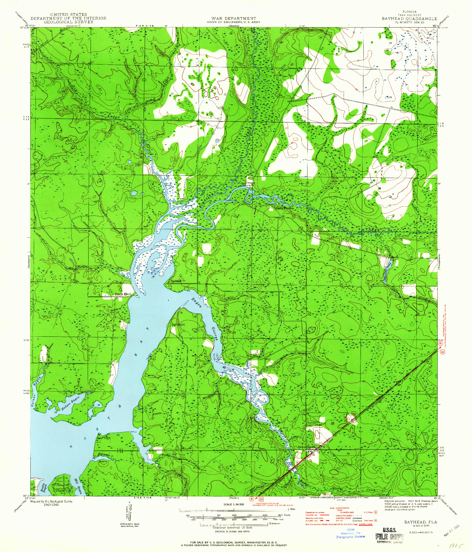 USGS 1:24000-SCALE QUADRANGLE FOR BAYHEAD, FL 1945