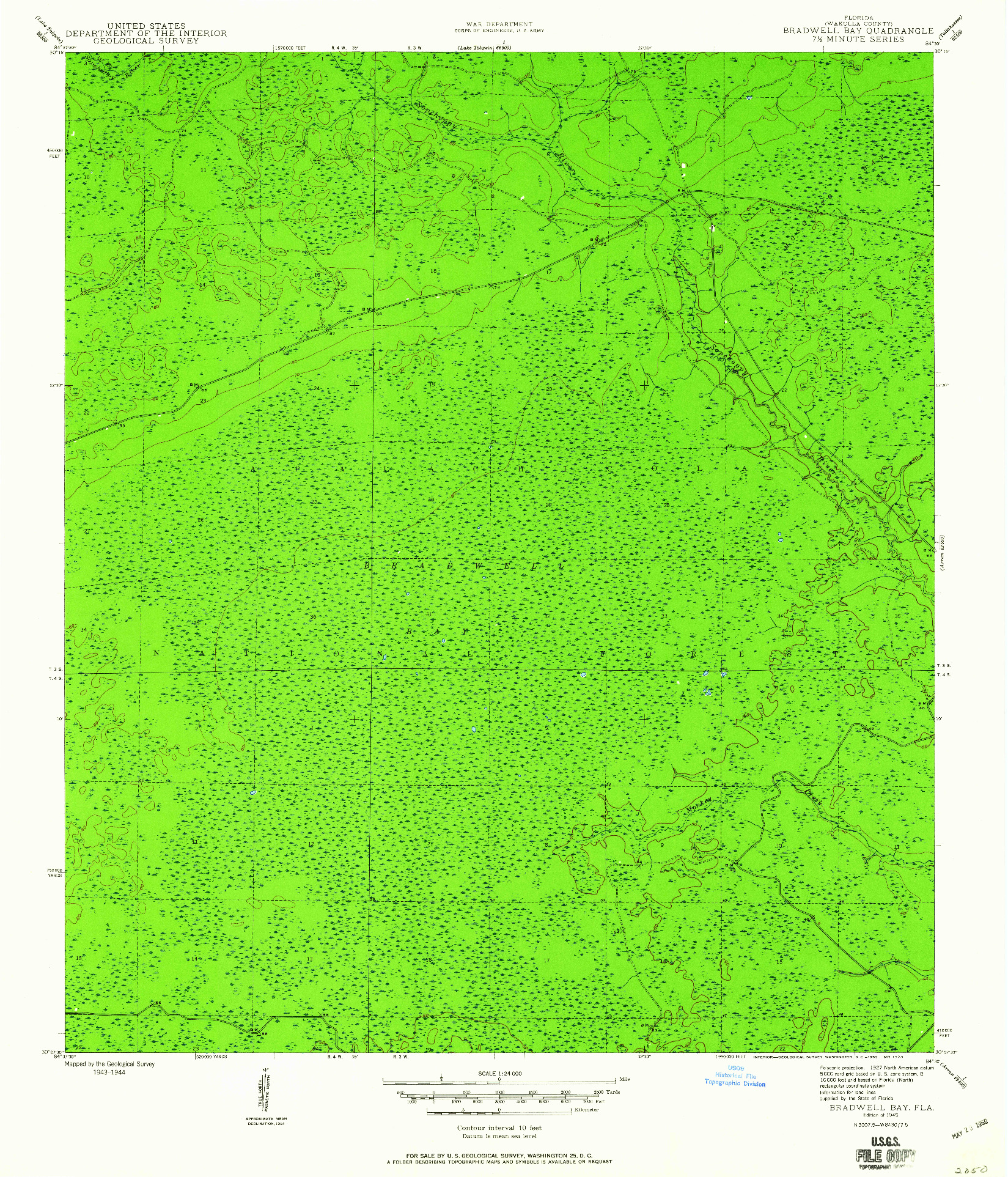 USGS 1:24000-SCALE QUADRANGLE FOR BRADWELL BAY, FL 1945