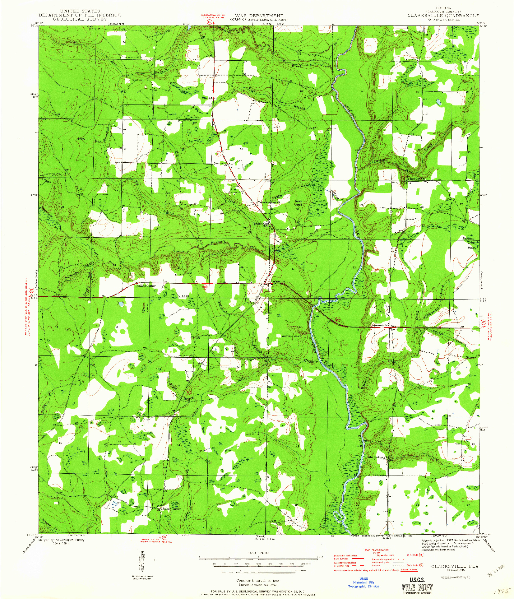 USGS 1:24000-SCALE QUADRANGLE FOR CLARKSVILLE, FL 1945