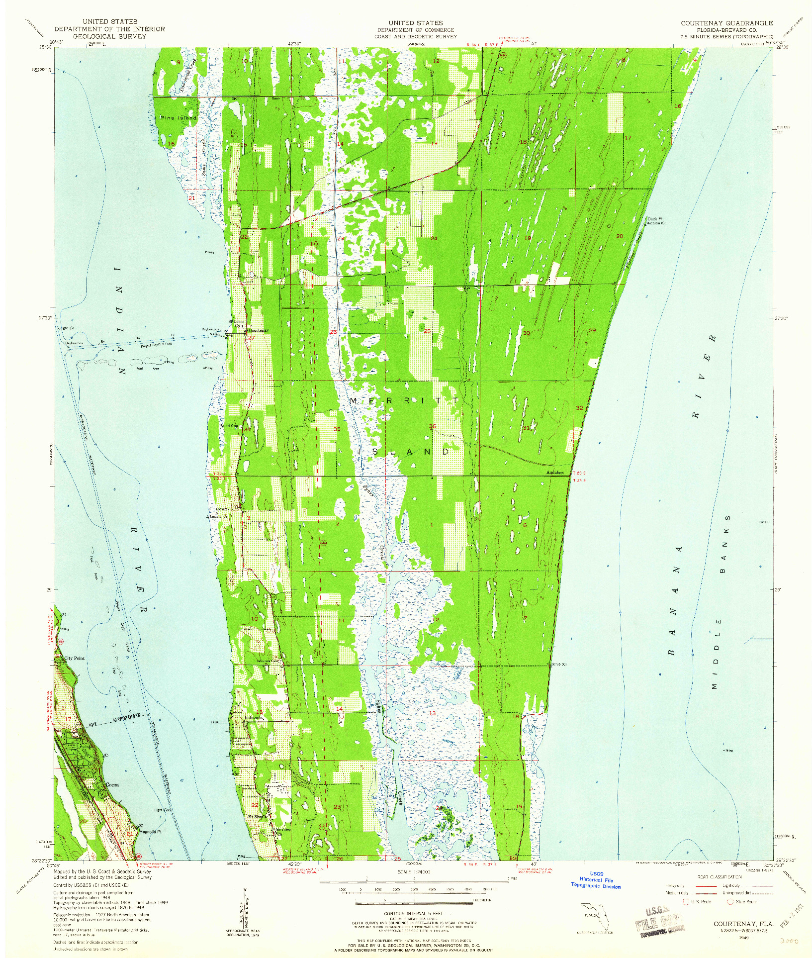 USGS 1:24000-SCALE QUADRANGLE FOR COURTENAY, FL 1949