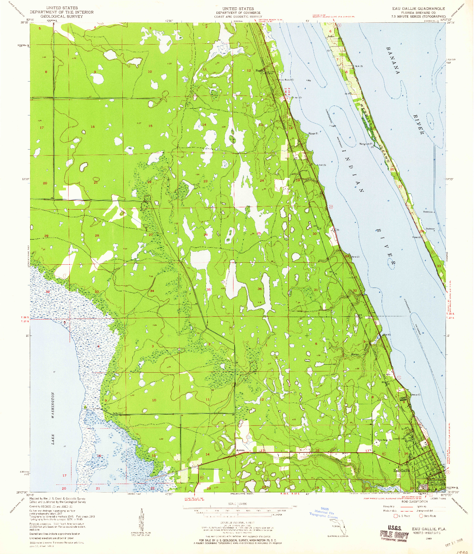 USGS 1:24000-SCALE QUADRANGLE FOR EAU GALLIE, FL 1949