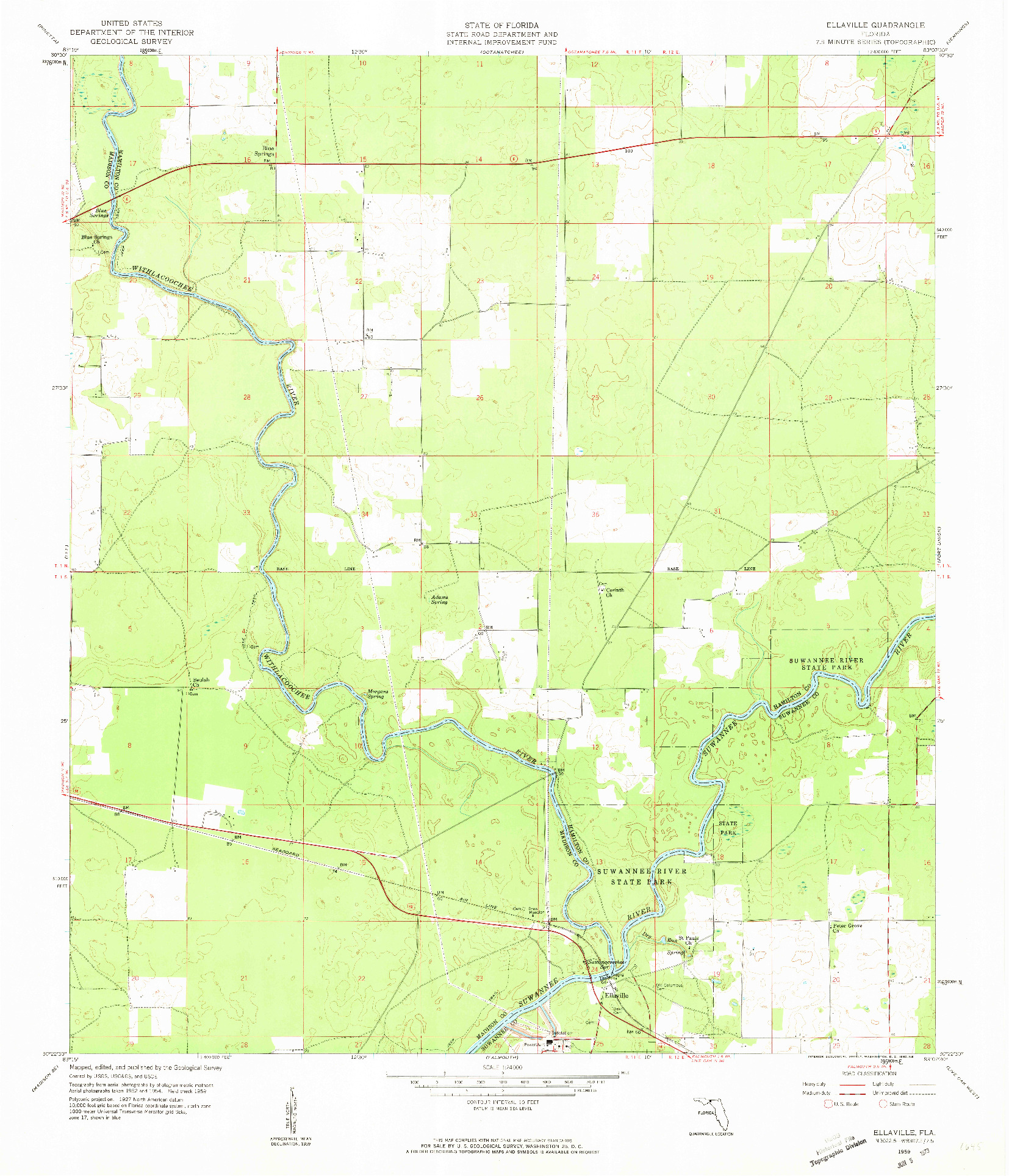 USGS 1:24000-SCALE QUADRANGLE FOR ELLAVILLE, FL 1959