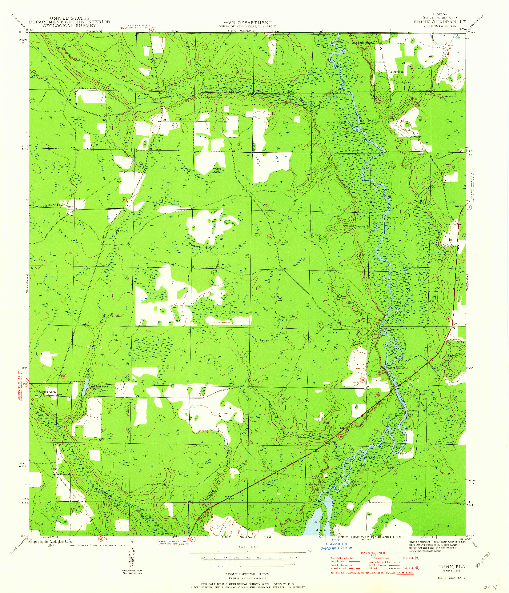 USGS 1:24000-SCALE QUADRANGLE FOR FRINK, FL 1945