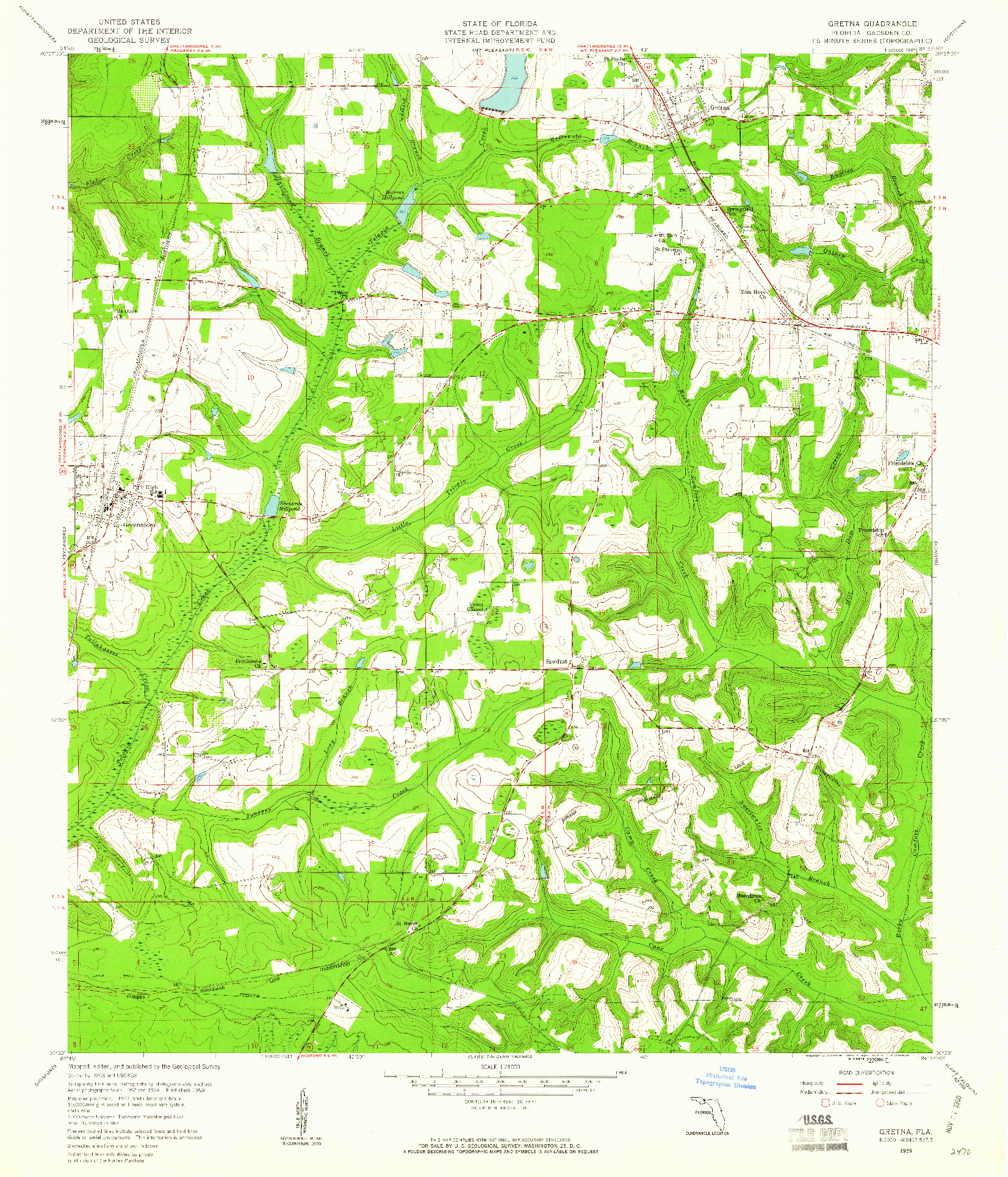 USGS 1:24000-SCALE QUADRANGLE FOR GRETNA, FL 1959