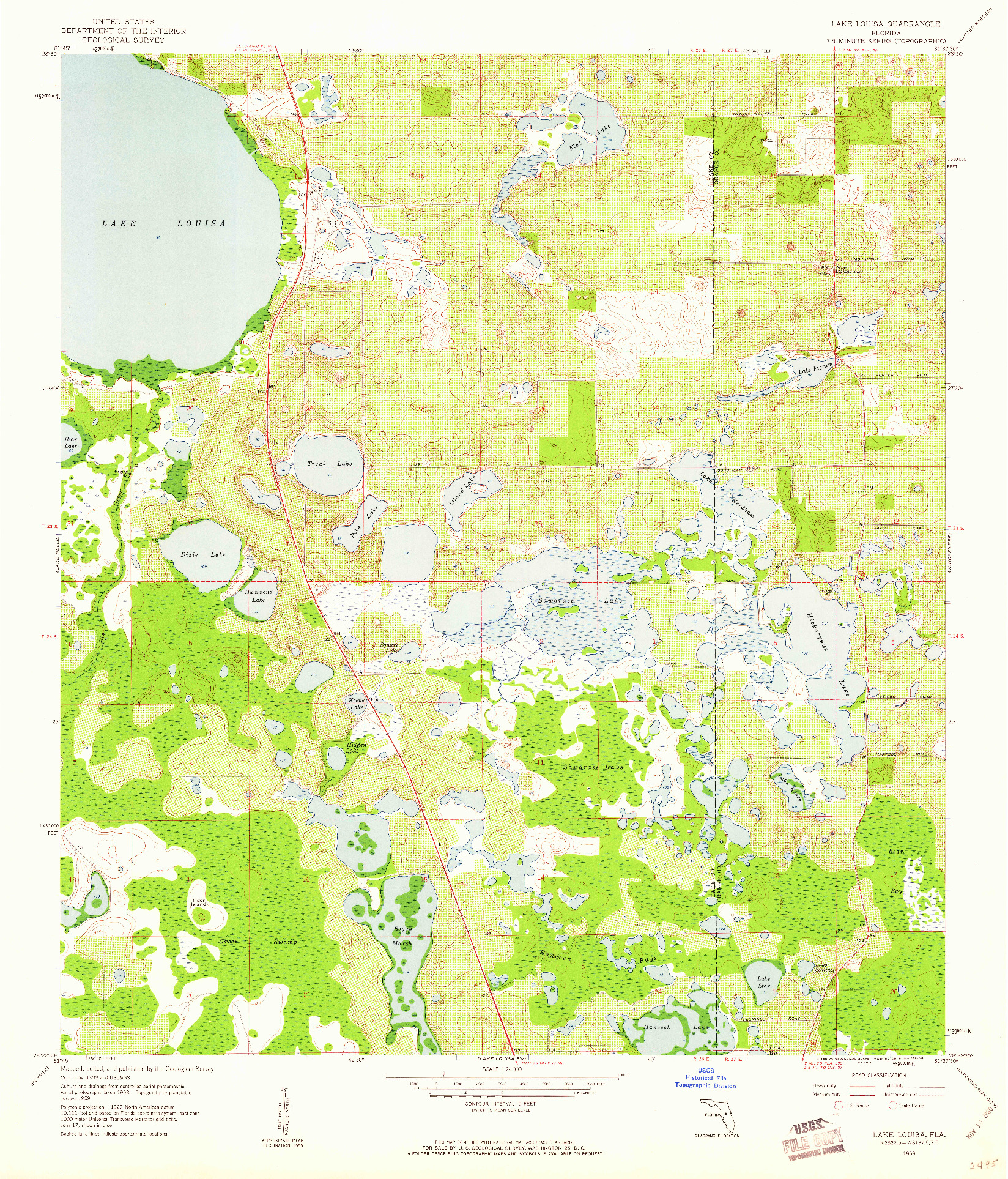 USGS 1:24000-SCALE QUADRANGLE FOR LAKE LOUISA, FL 1959