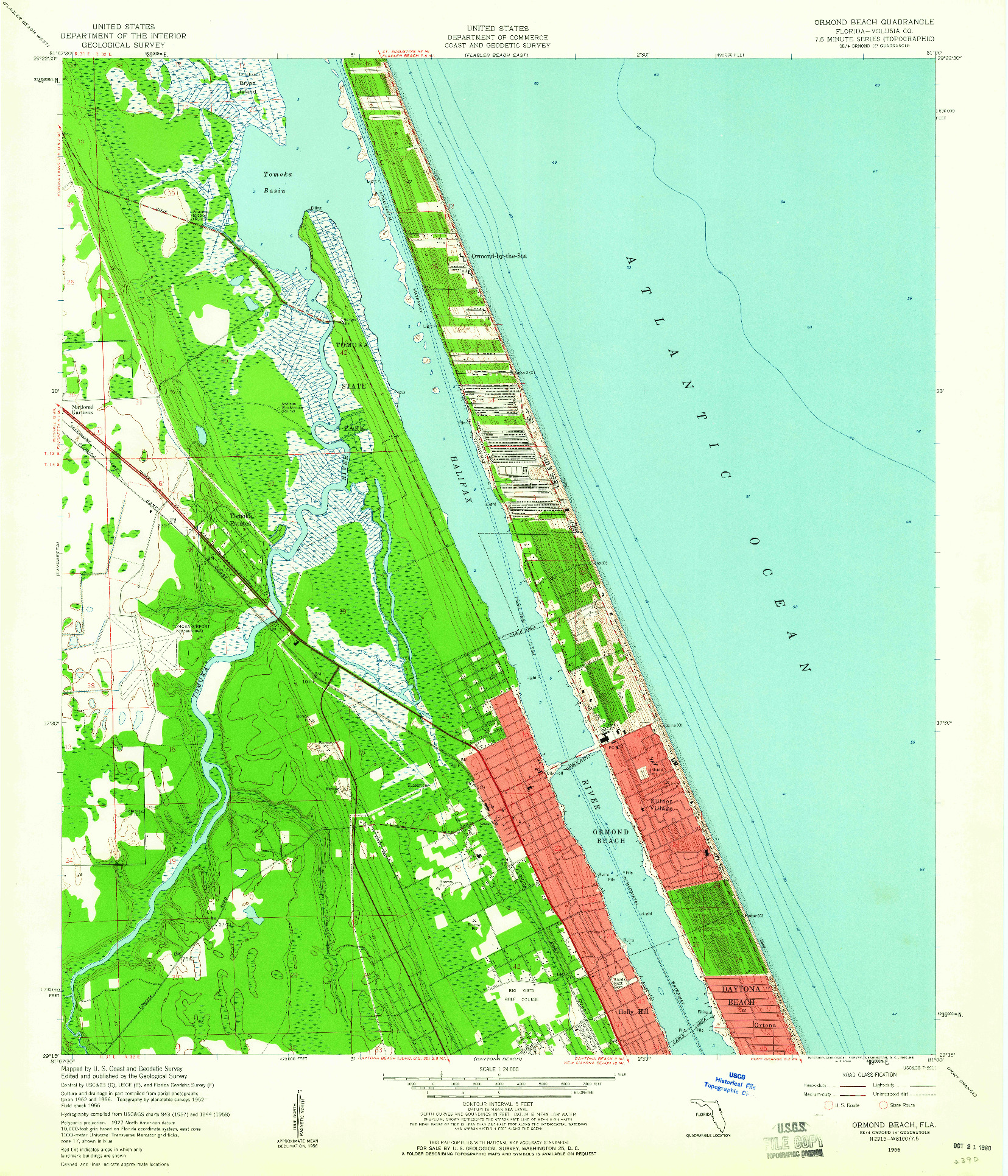 USGS 1:24000-SCALE QUADRANGLE FOR ORMOND BEACH, FL 1956