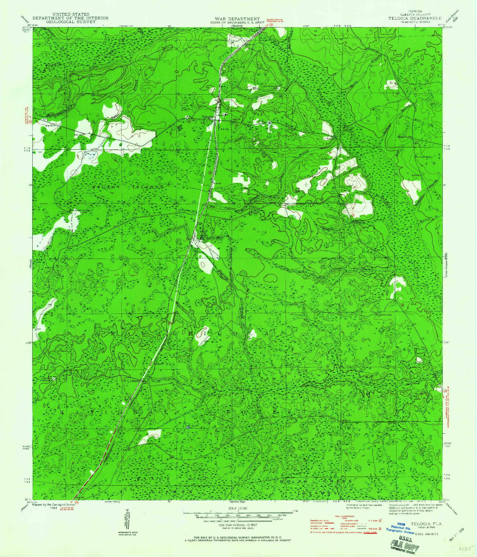 USGS 1:24000-SCALE QUADRANGLE FOR TELOGIA, FL 1945