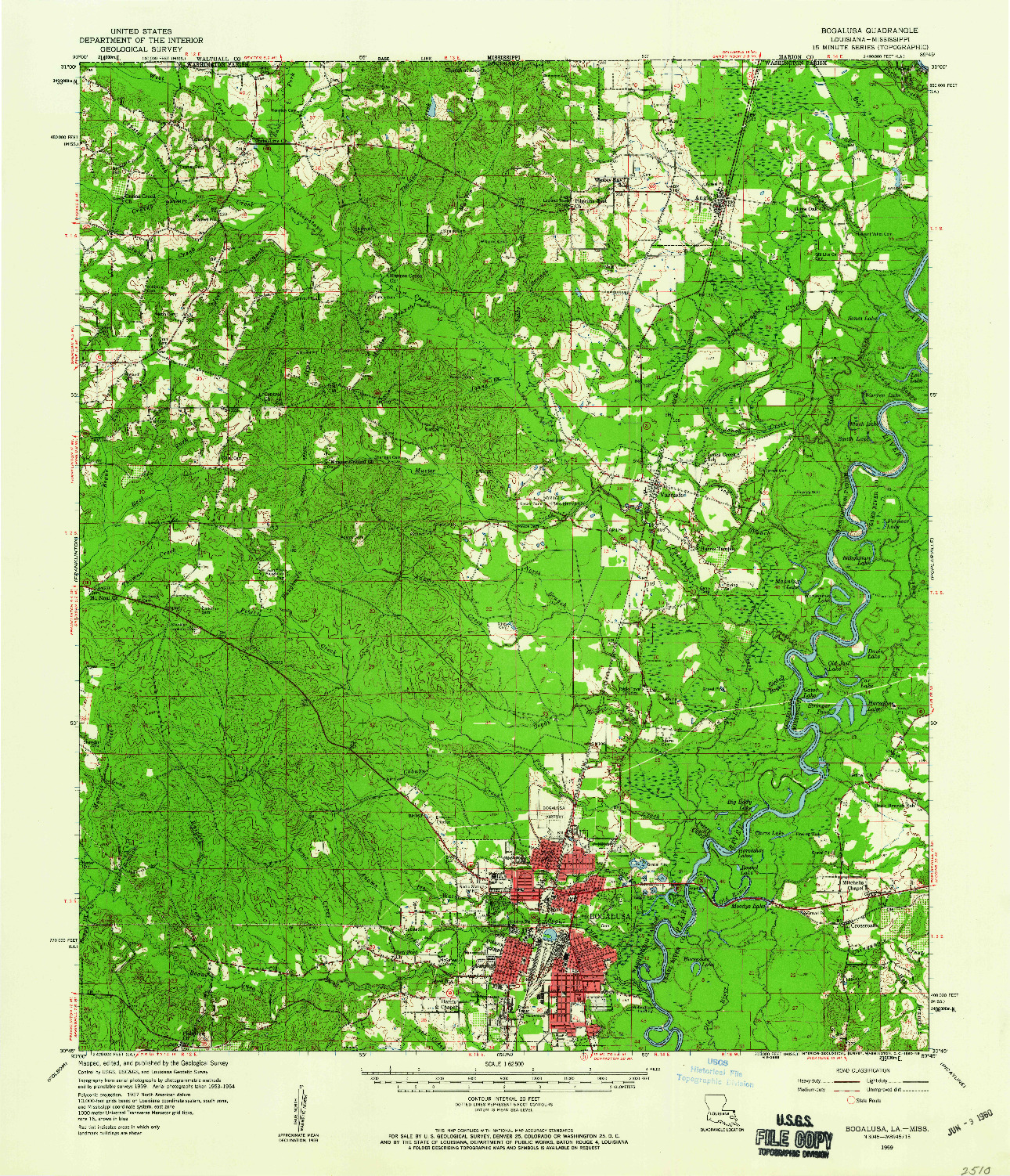 USGS 1:62500-SCALE QUADRANGLE FOR BOGALUSA, LA 1959