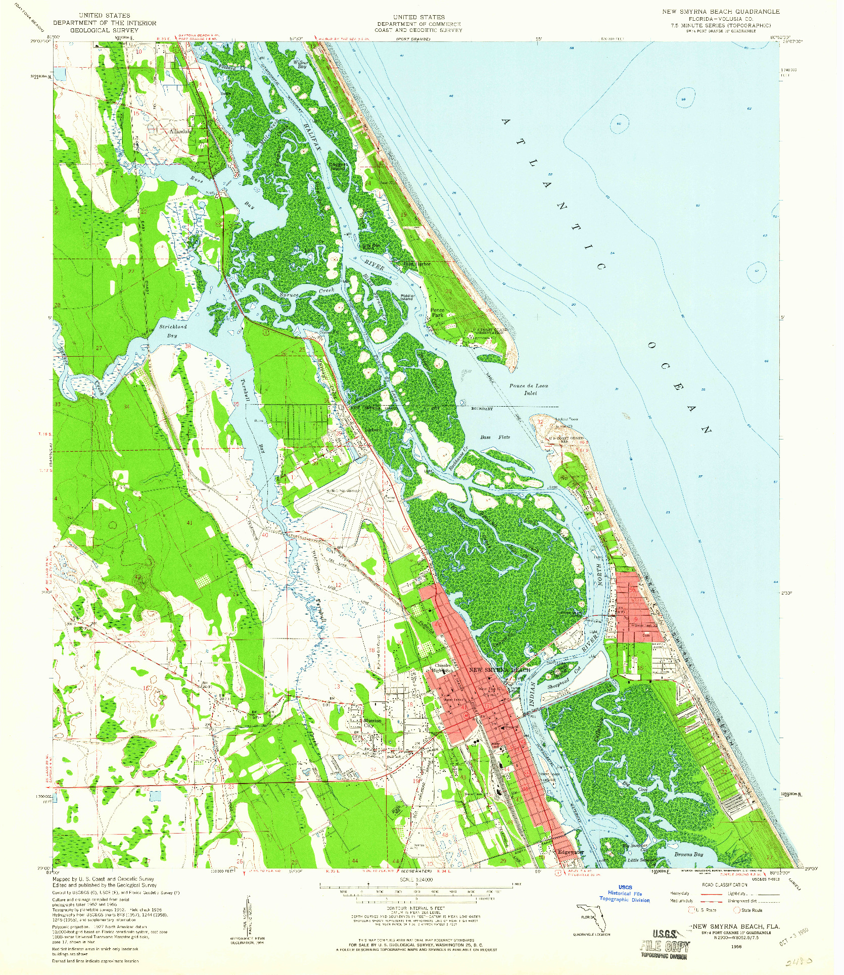 USGS 1:24000-SCALE QUADRANGLE FOR NEW SMYRNA BEACH, FL 1956