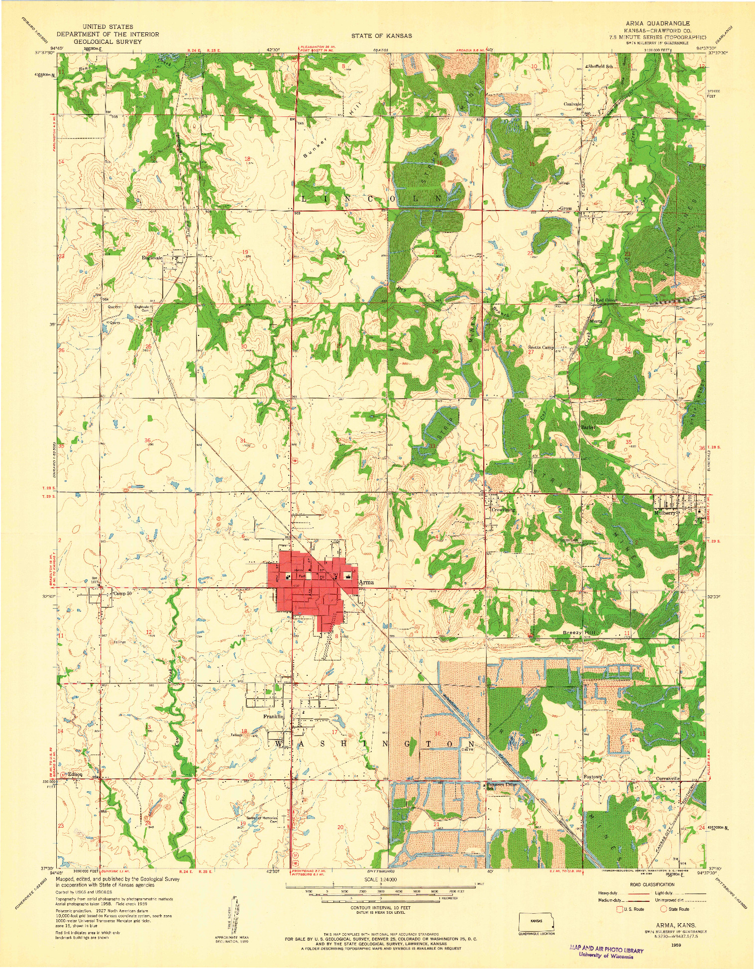 USGS 1:24000-SCALE QUADRANGLE FOR ARMA, KS 1959