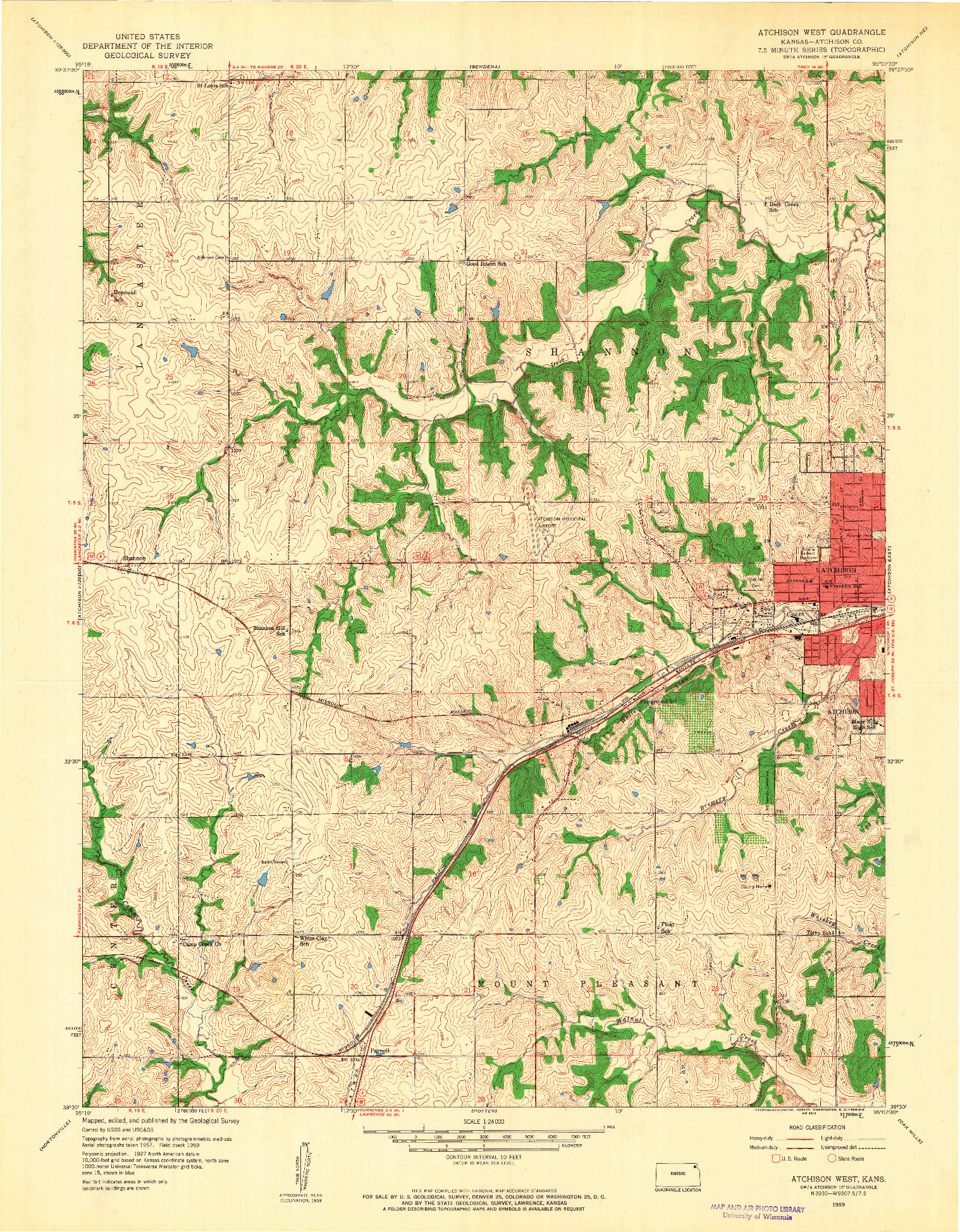 USGS 1:24000-SCALE QUADRANGLE FOR ATCHISON WEST, KS 1959