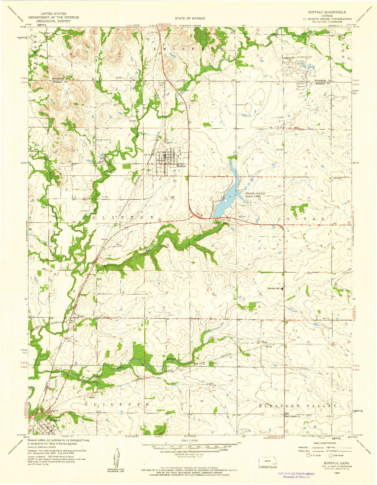 USGS 1:24000-SCALE QUADRANGLE FOR BUFFALO, KS 1959