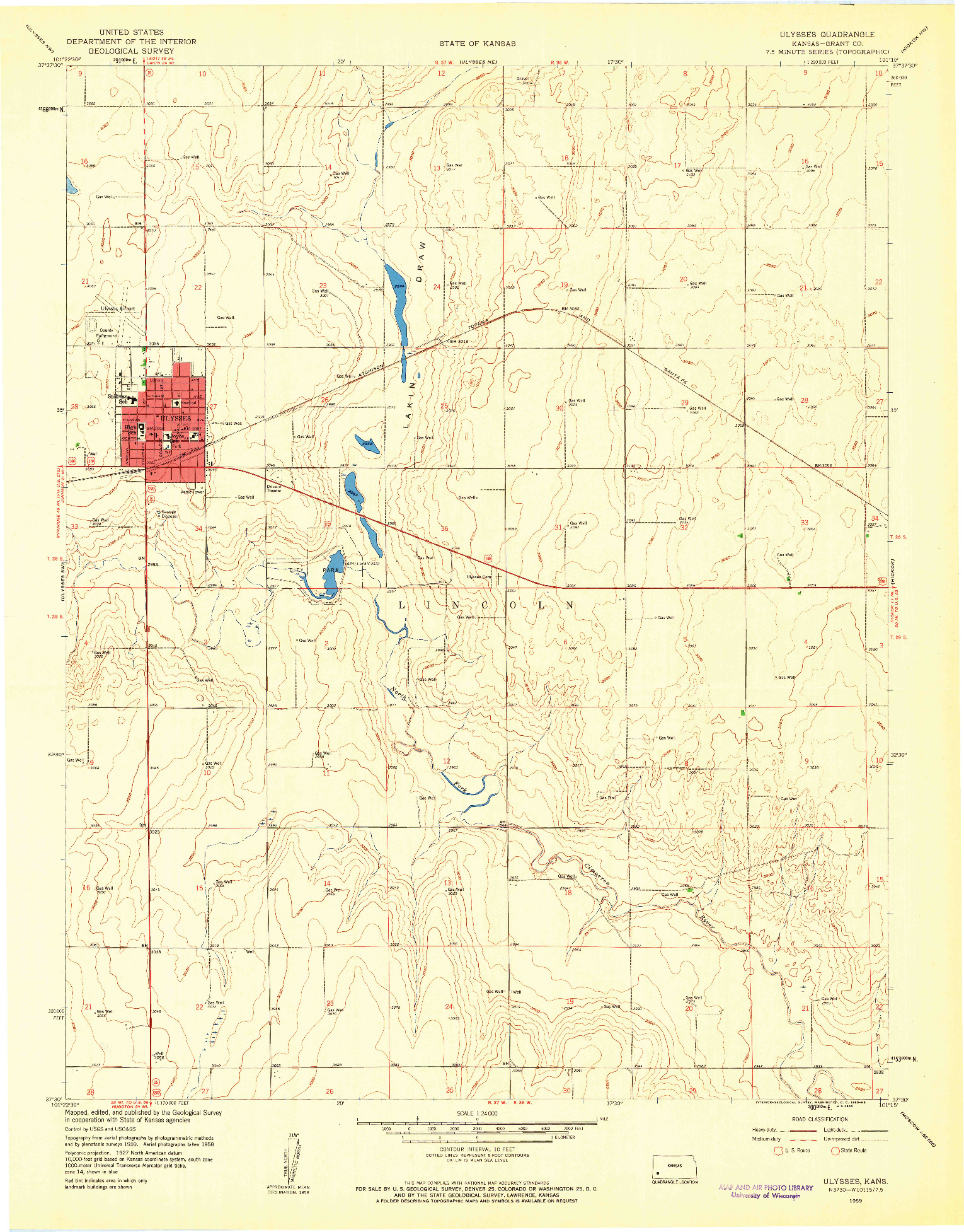 USGS 1:24000-SCALE QUADRANGLE FOR ULYSSES, KS 1959