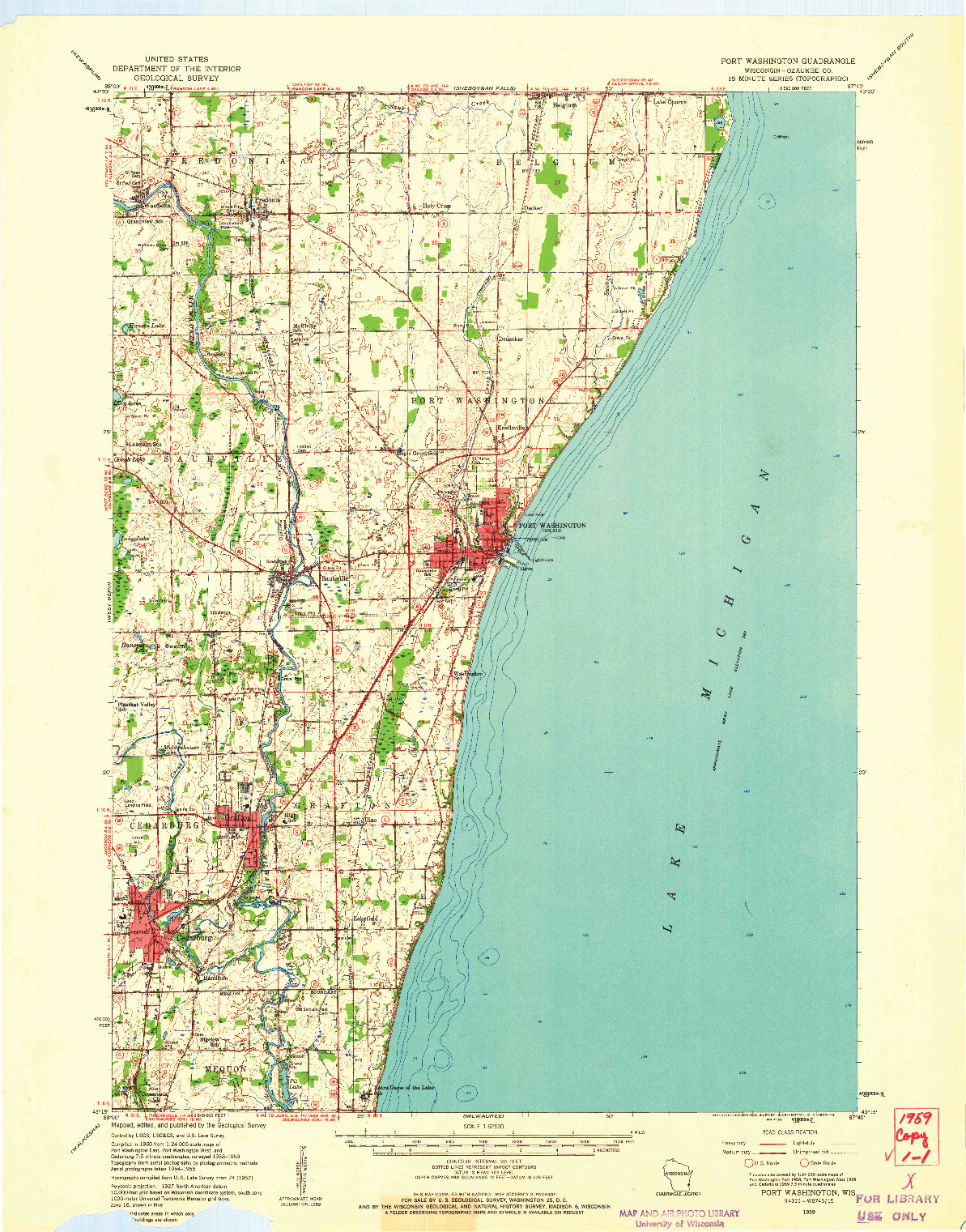 USGS 1:62500-SCALE QUADRANGLE FOR PORT WASHINGTON, WI 1959