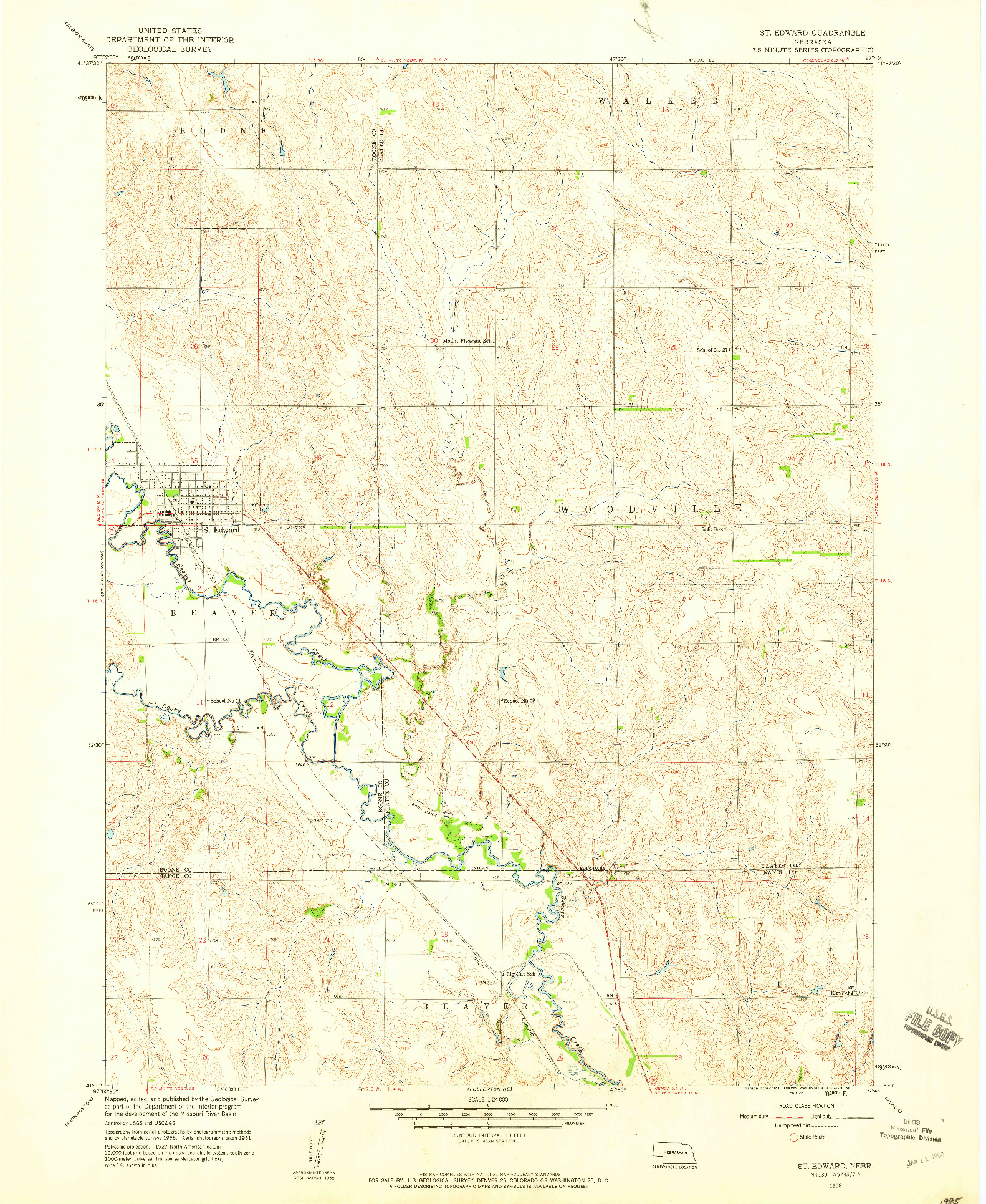 USGS 1:24000-SCALE QUADRANGLE FOR ST. EDWARD, NE 1958