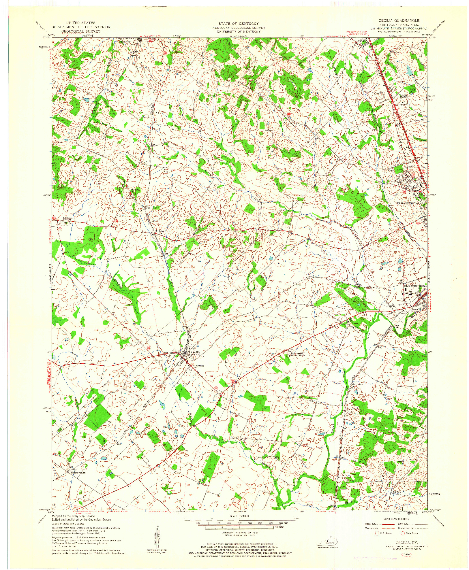 USGS 1:24000-SCALE QUADRANGLE FOR CECILIA, KY 1960