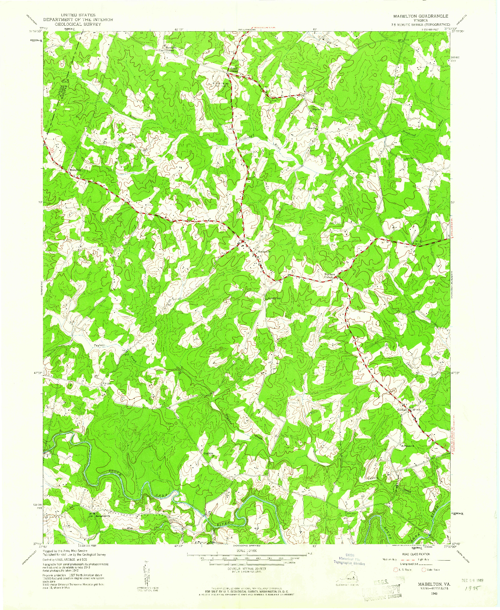 USGS 1:24000-SCALE QUADRANGLE FOR MABELTON, VA 1943