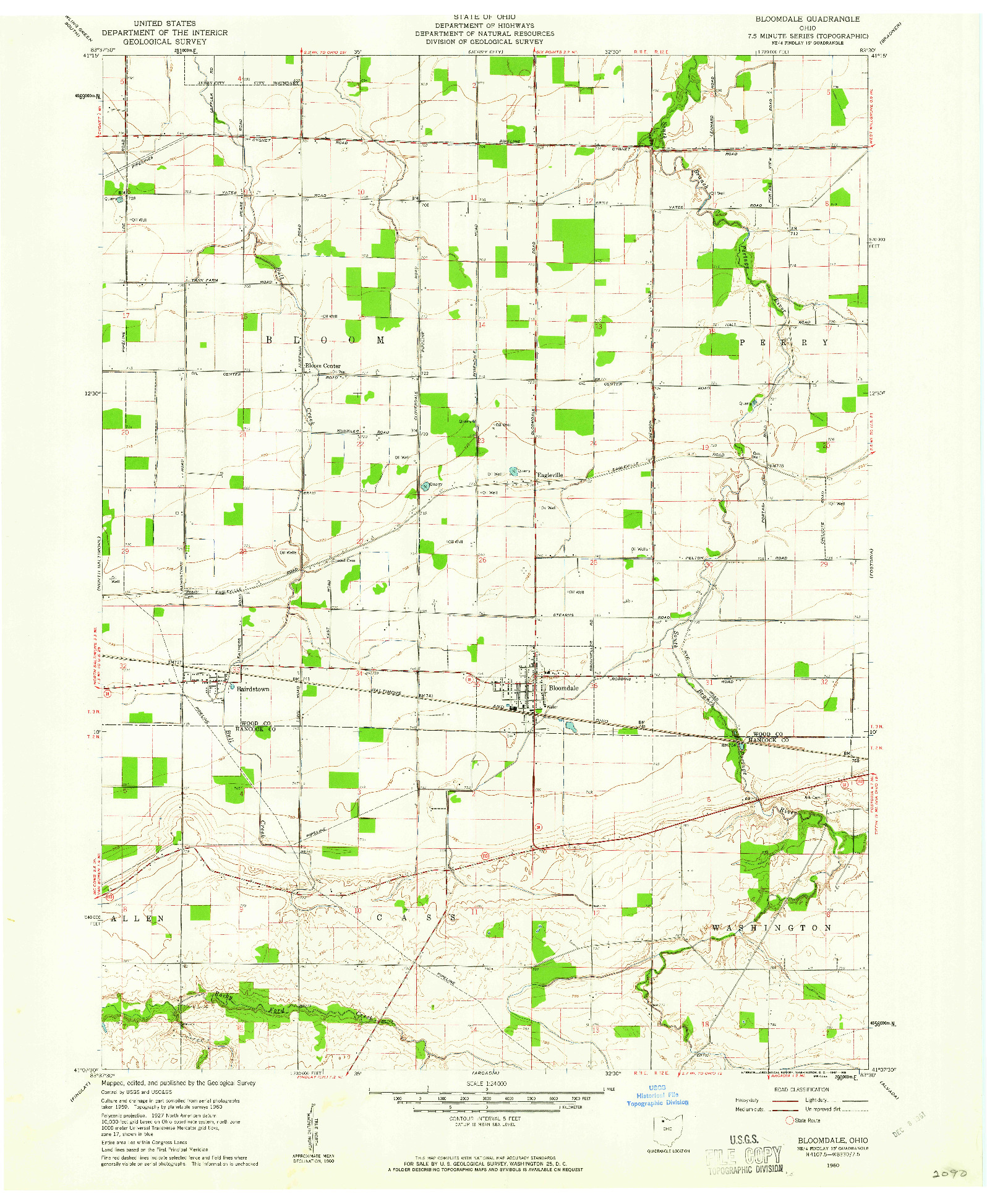 USGS 1:24000-SCALE QUADRANGLE FOR BLOOMDALE, OH 1960