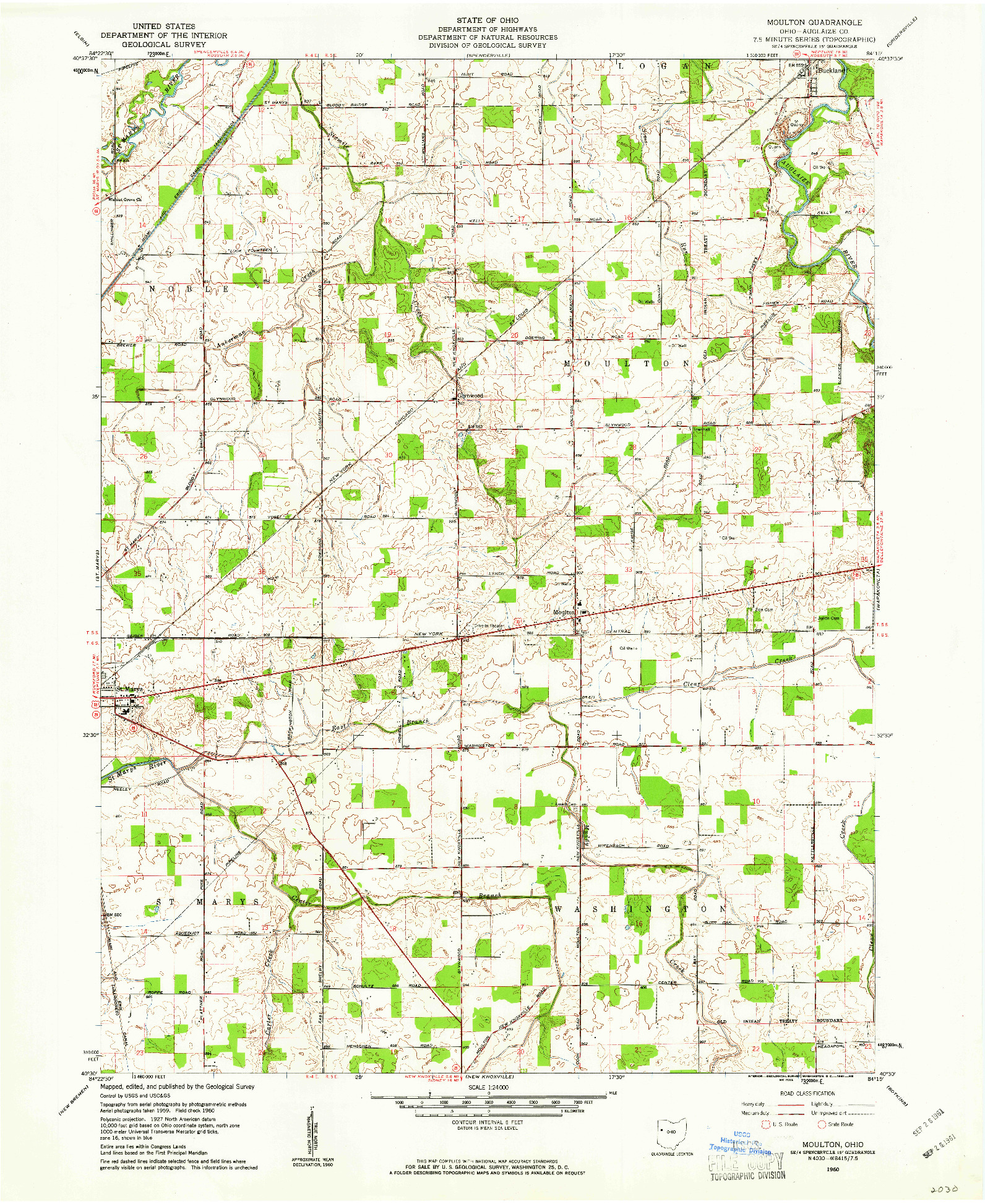 USGS 1:24000-SCALE QUADRANGLE FOR MOULTON, OH 1960
