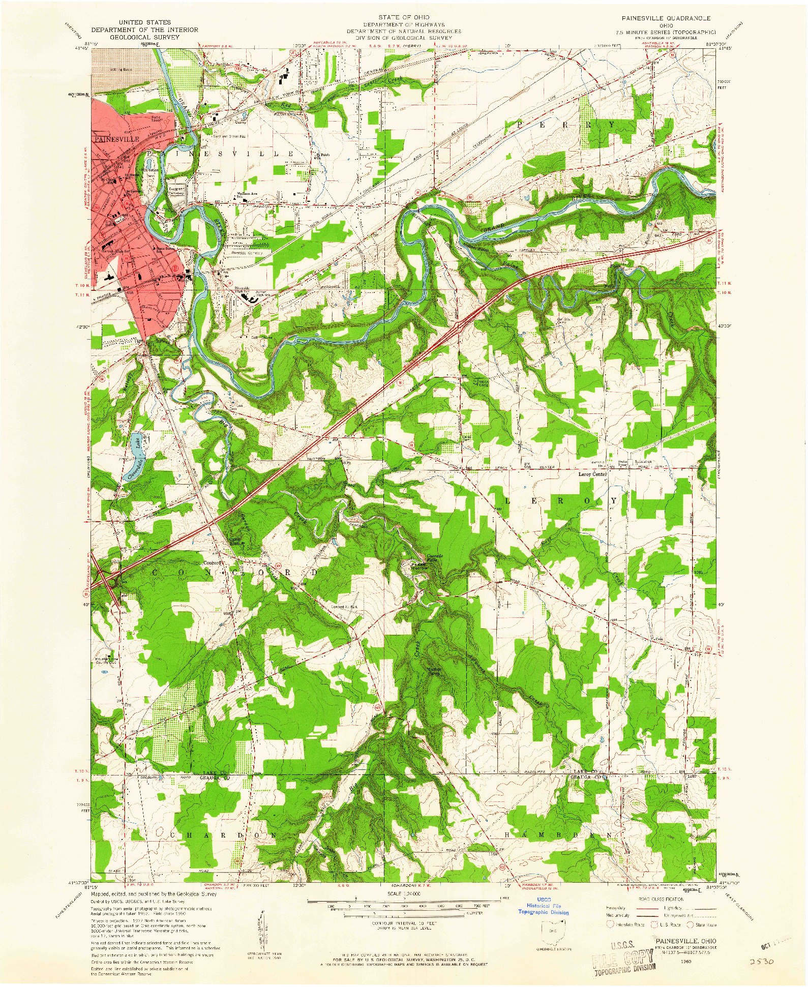 USGS 1:24000-SCALE QUADRANGLE FOR PAINESVILLE, OH 1960