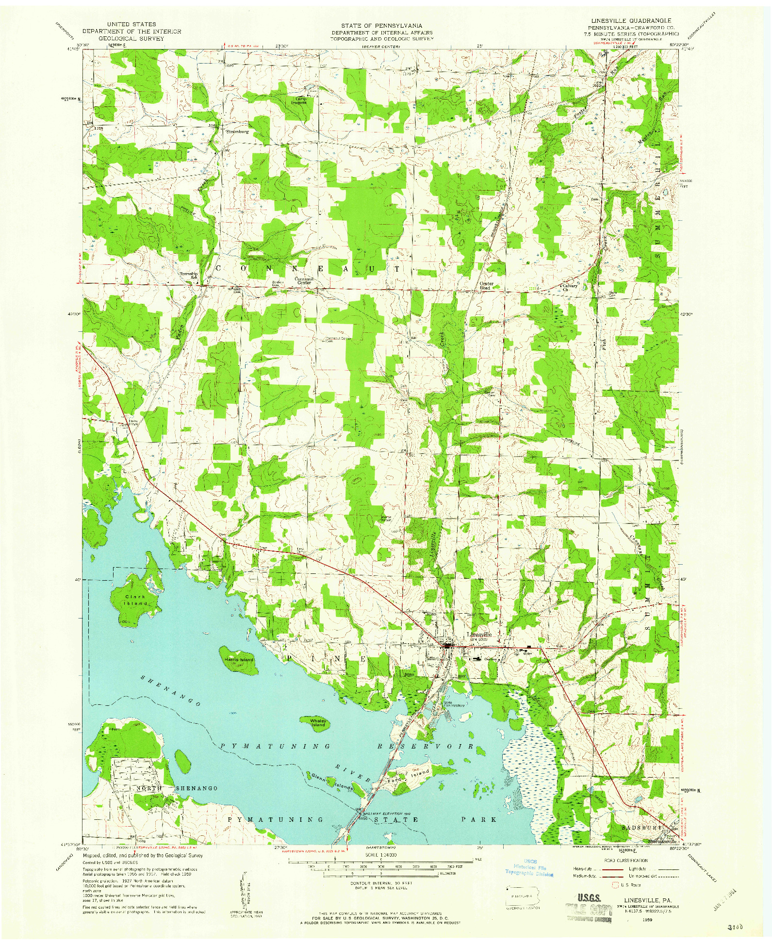 USGS 1:24000-SCALE QUADRANGLE FOR LINESVILLE, PA 1959