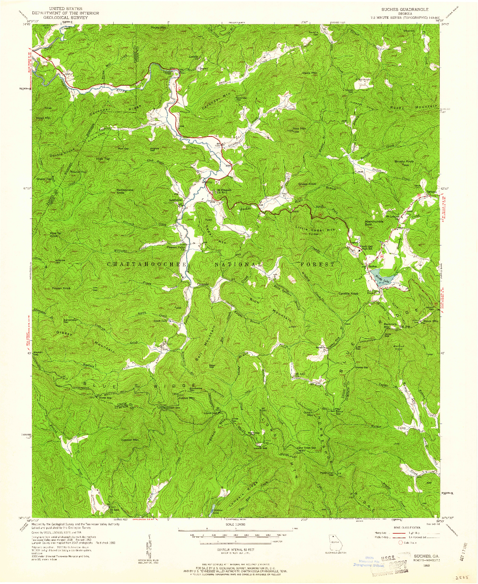 USGS 1:24000-SCALE QUADRANGLE FOR SUCHES, GA 1950