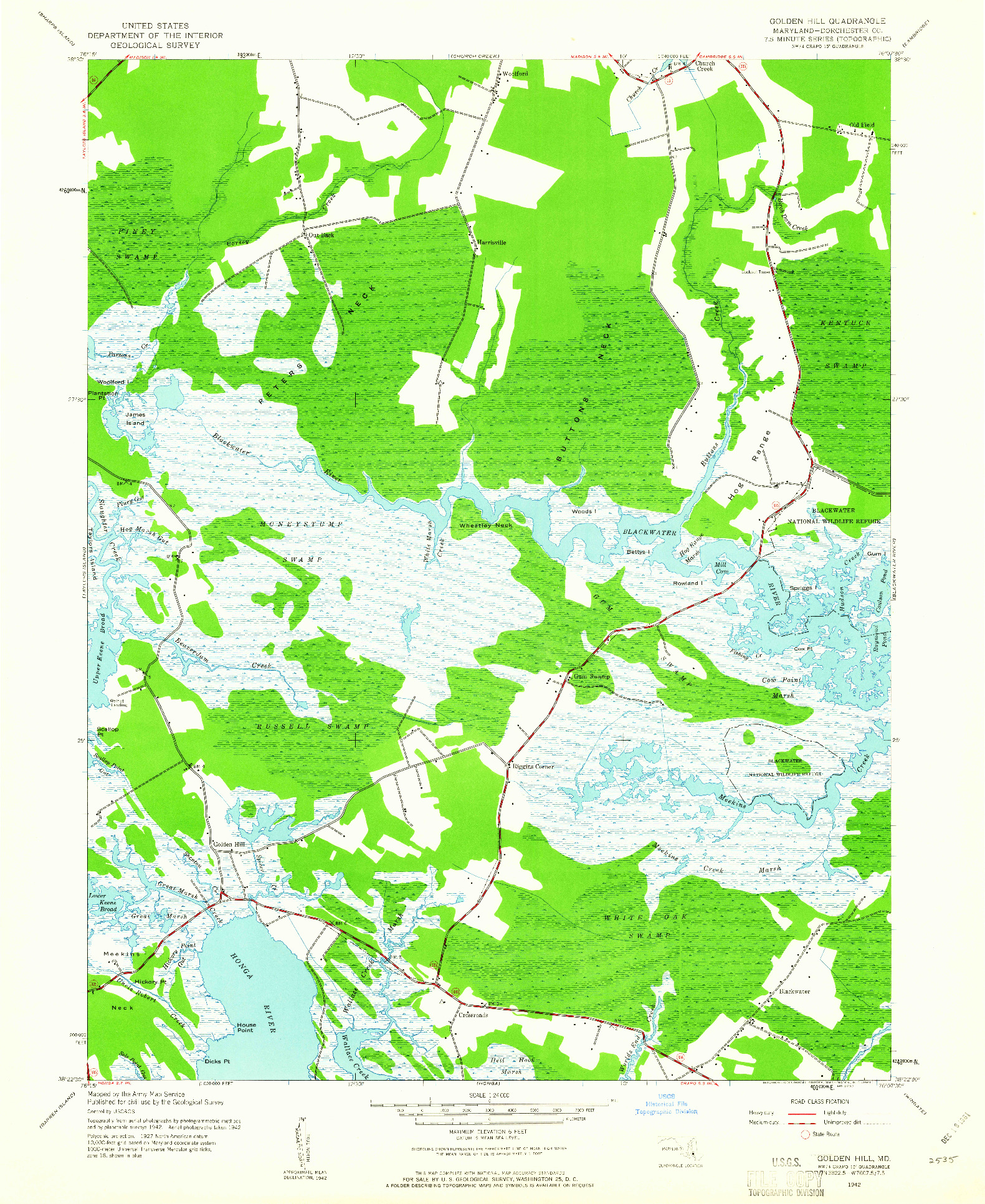 USGS 1:24000-SCALE QUADRANGLE FOR GOLDEN HILL, MD 1942