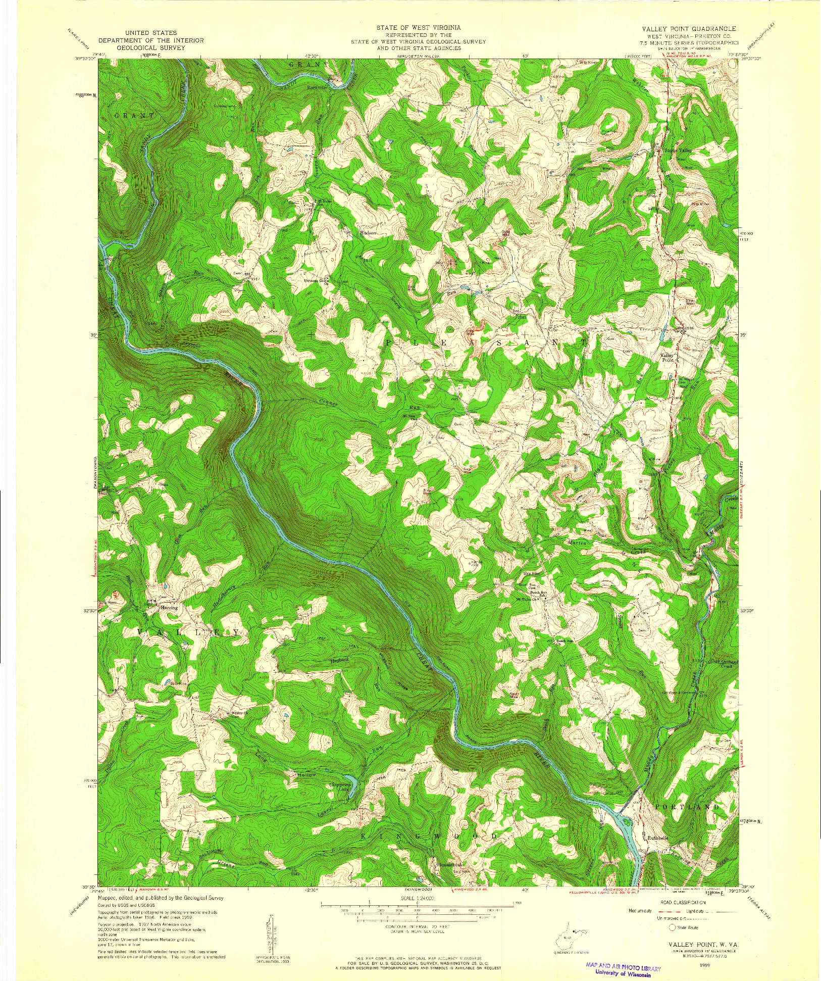 USGS 1:24000-SCALE QUADRANGLE FOR VALLEY POINT, WV 1959