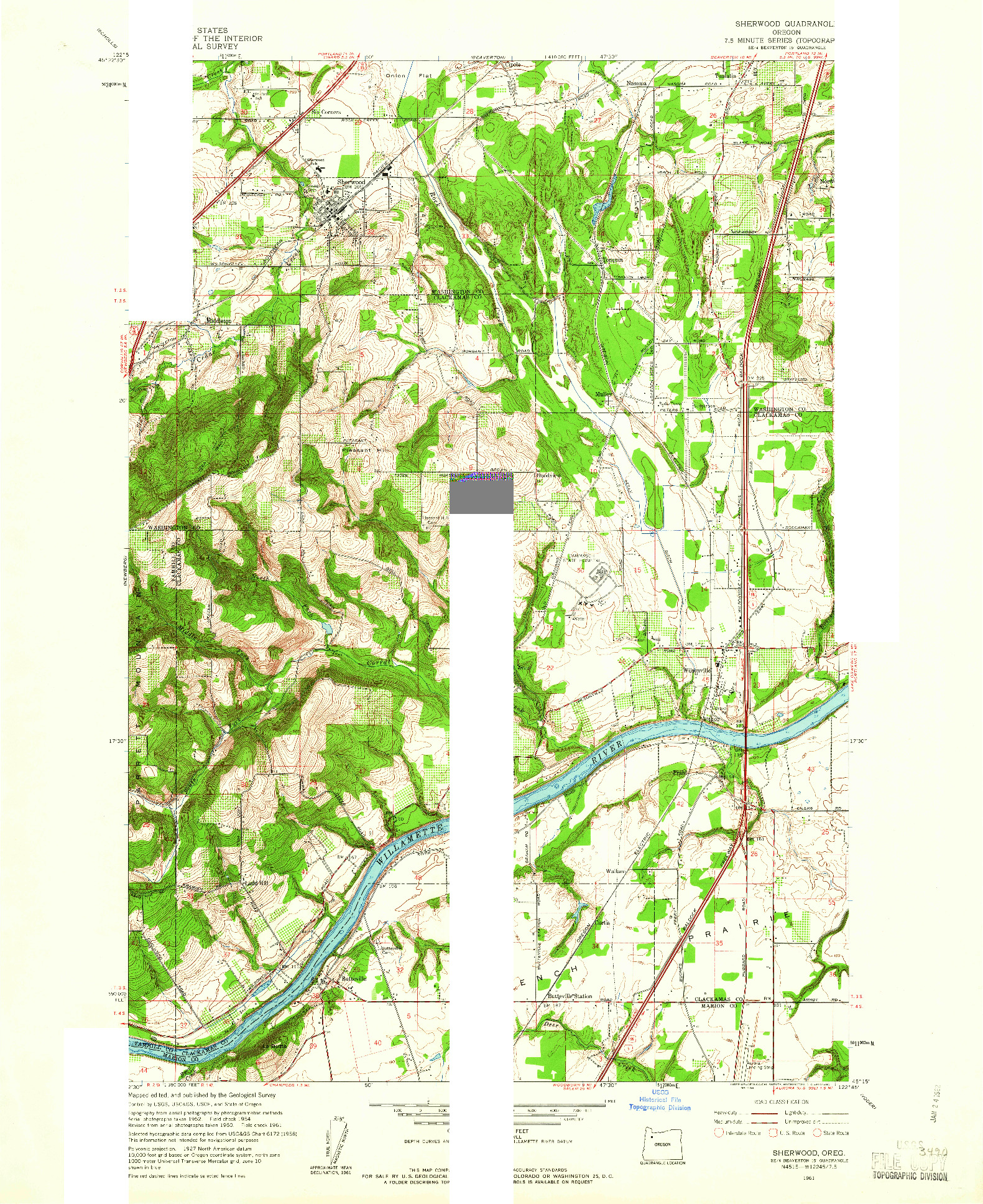 USGS 1:24000-SCALE QUADRANGLE FOR SHERWOOD, OR 1961