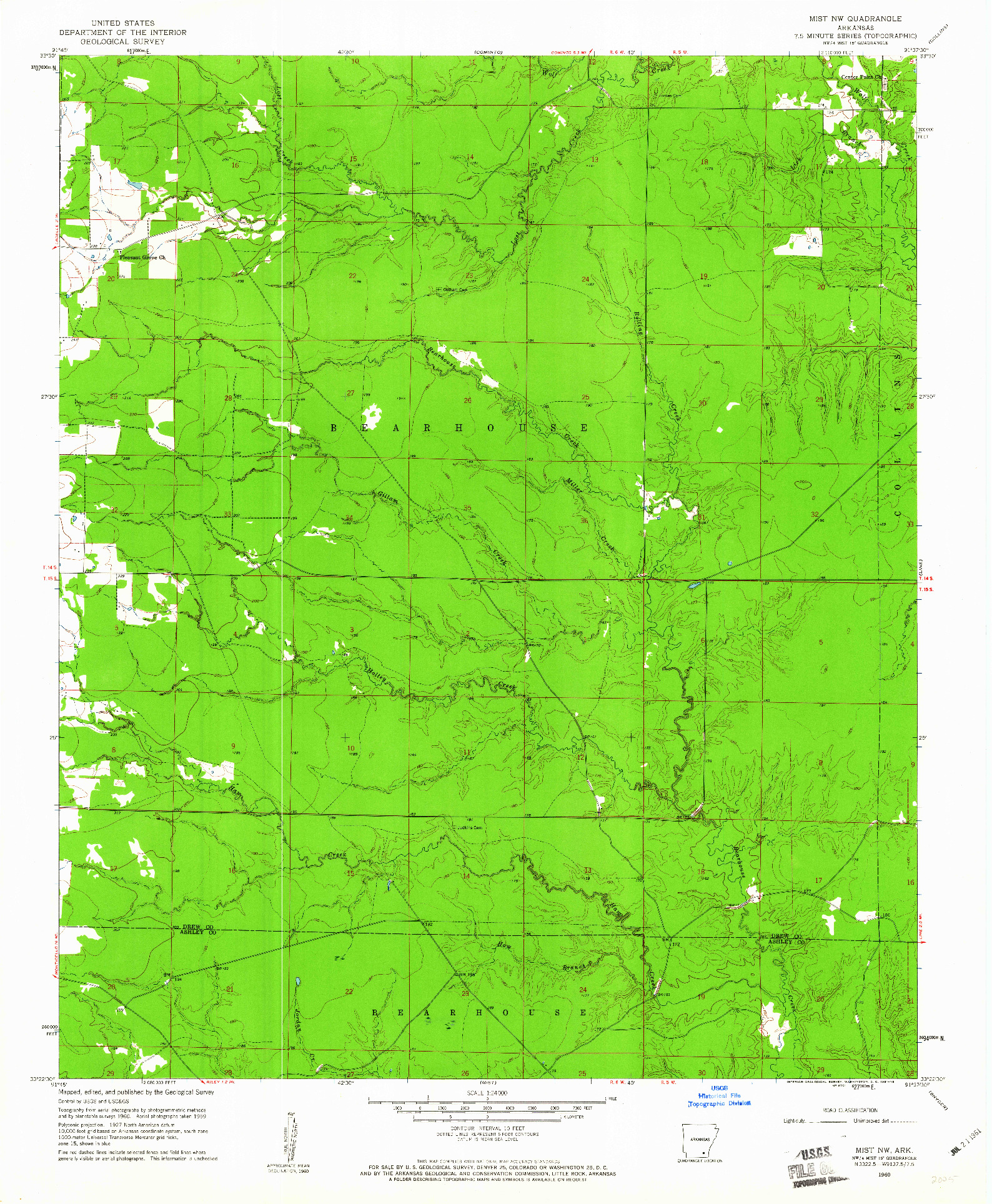 USGS 1:24000-SCALE QUADRANGLE FOR MIST NW, AR 1960