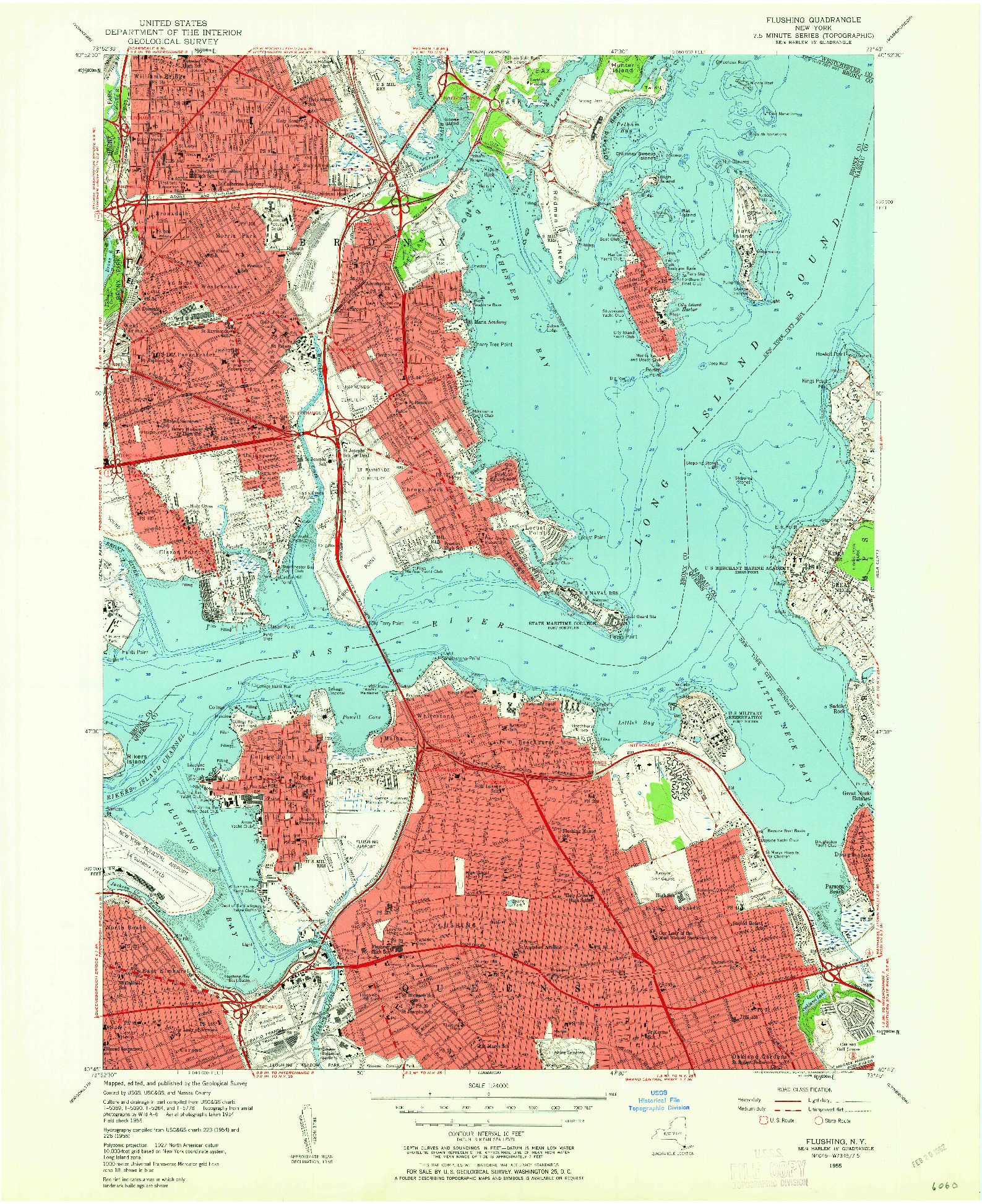 USGS 1:24000-SCALE QUADRANGLE FOR FLUSHING, NY 1955