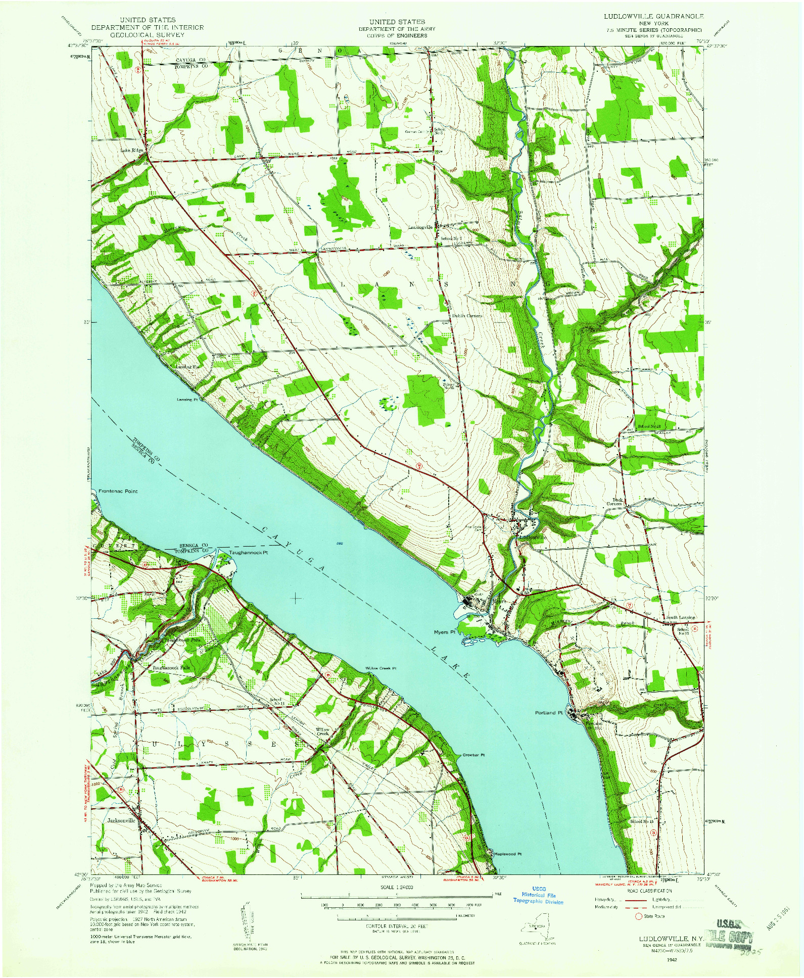 USGS 1:24000-SCALE QUADRANGLE FOR LUDLOWVILLE, NY 1942