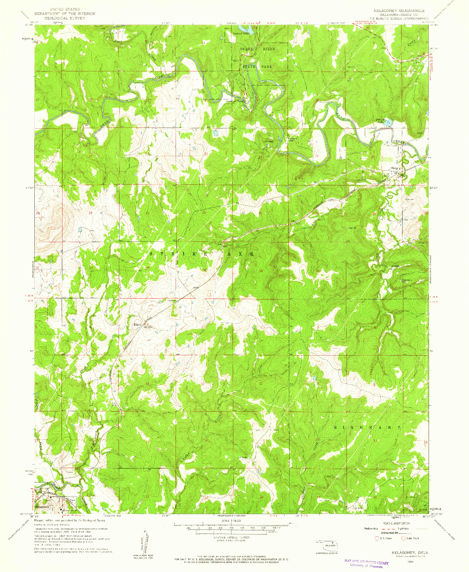 USGS 1:24000-SCALE QUADRANGLE FOR NELAGONEY, OK 1960